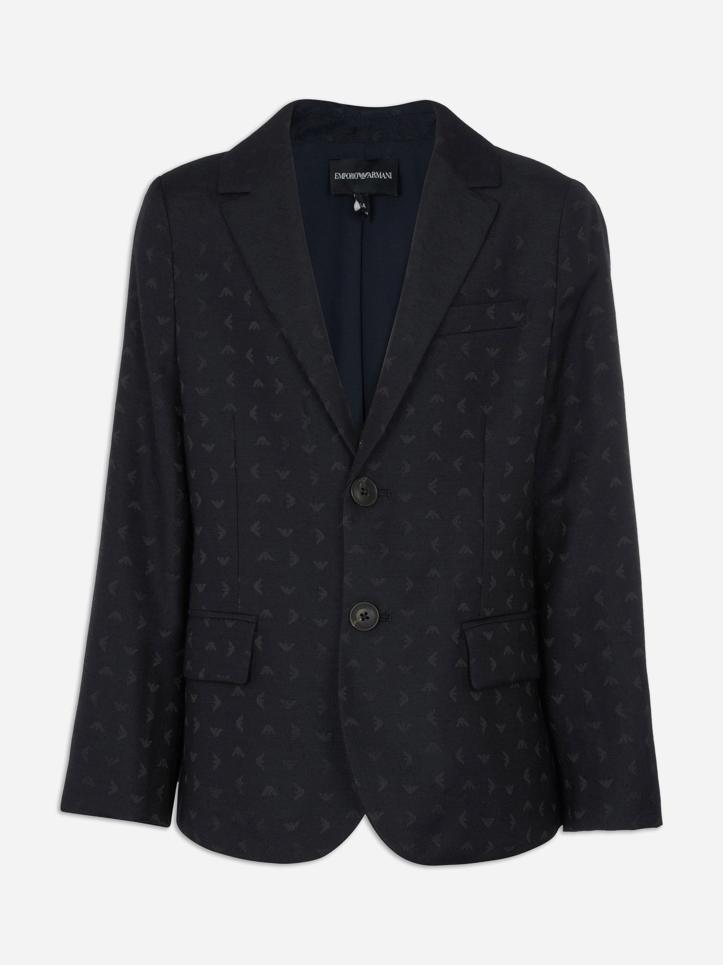 Emporio Armani Boys Blue Logo Blazer In Navy - 8 Yrs