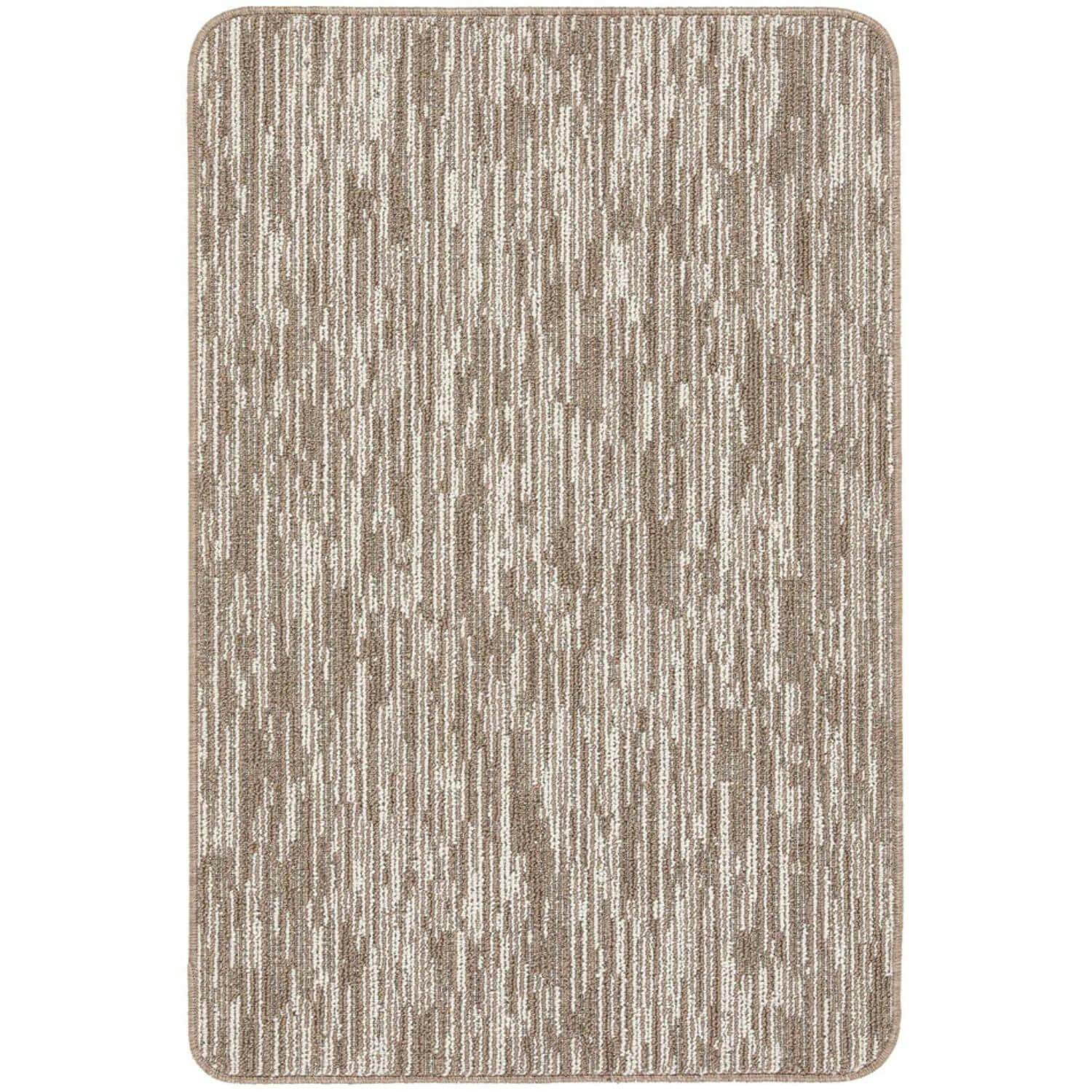 Rackhams Beige Washable Broken Striped Mat And Runner - 67X100 Cm