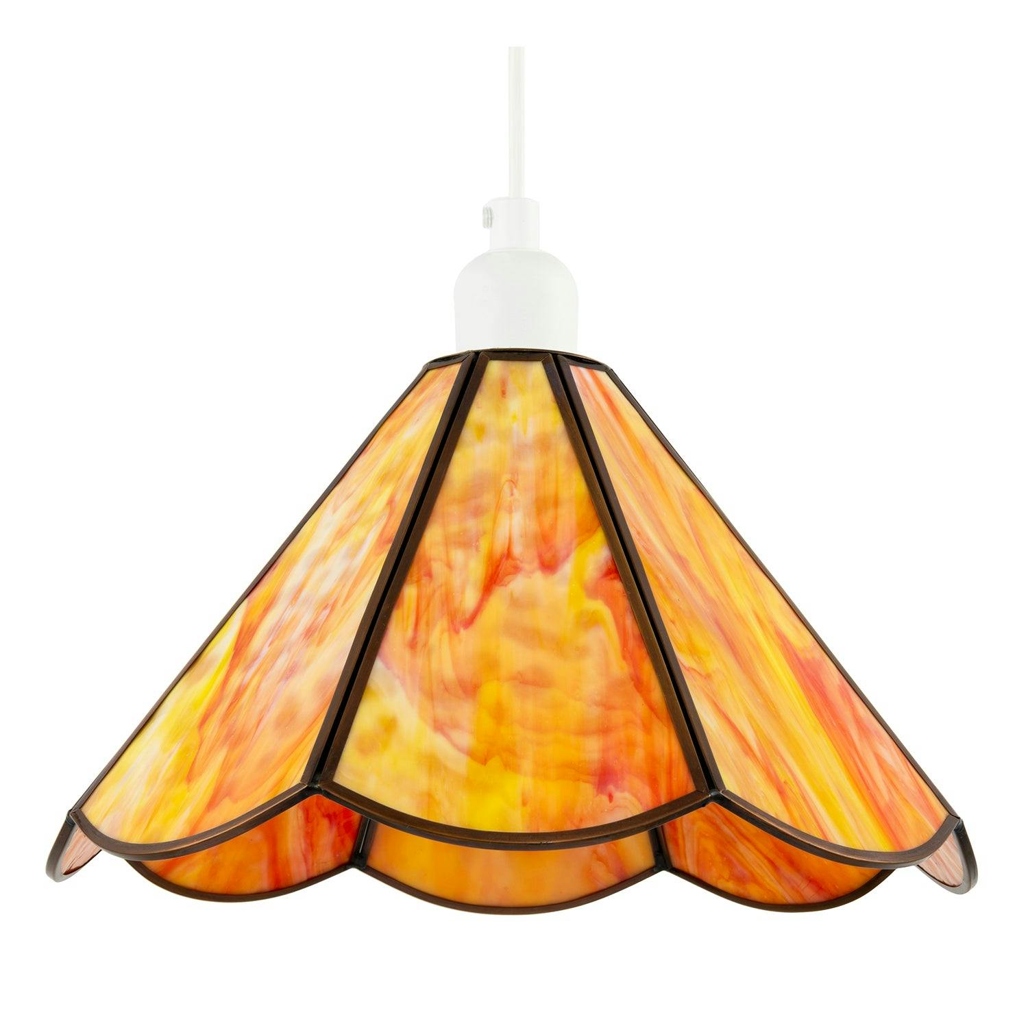 Rackhams Orange/Amber Classic And Tiffany Glass Easy Fit Pendant Lighting Shade