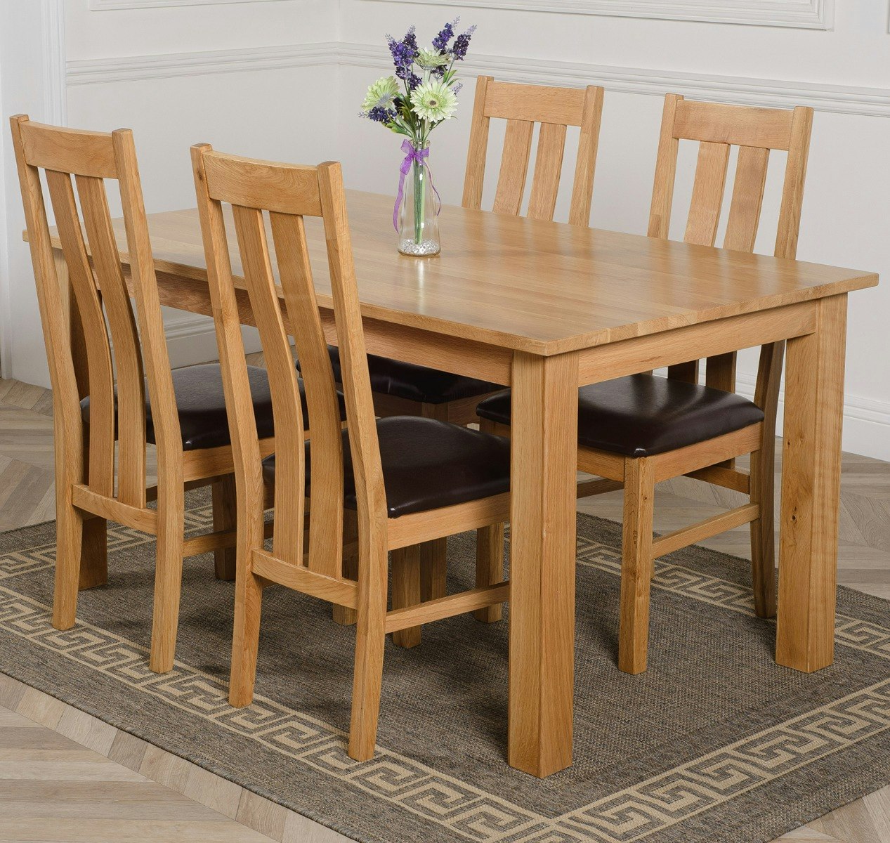 That's Furniture Oslo 150 X 90Cm Oak Dining Set With Princeton Oak Chairs - Natural Oak - 4 Chairs Medium