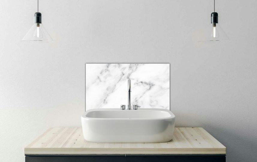 - Printed Glass Bathroom SplashbackWhite Marble Texture And Background 400X300mm - Image 2