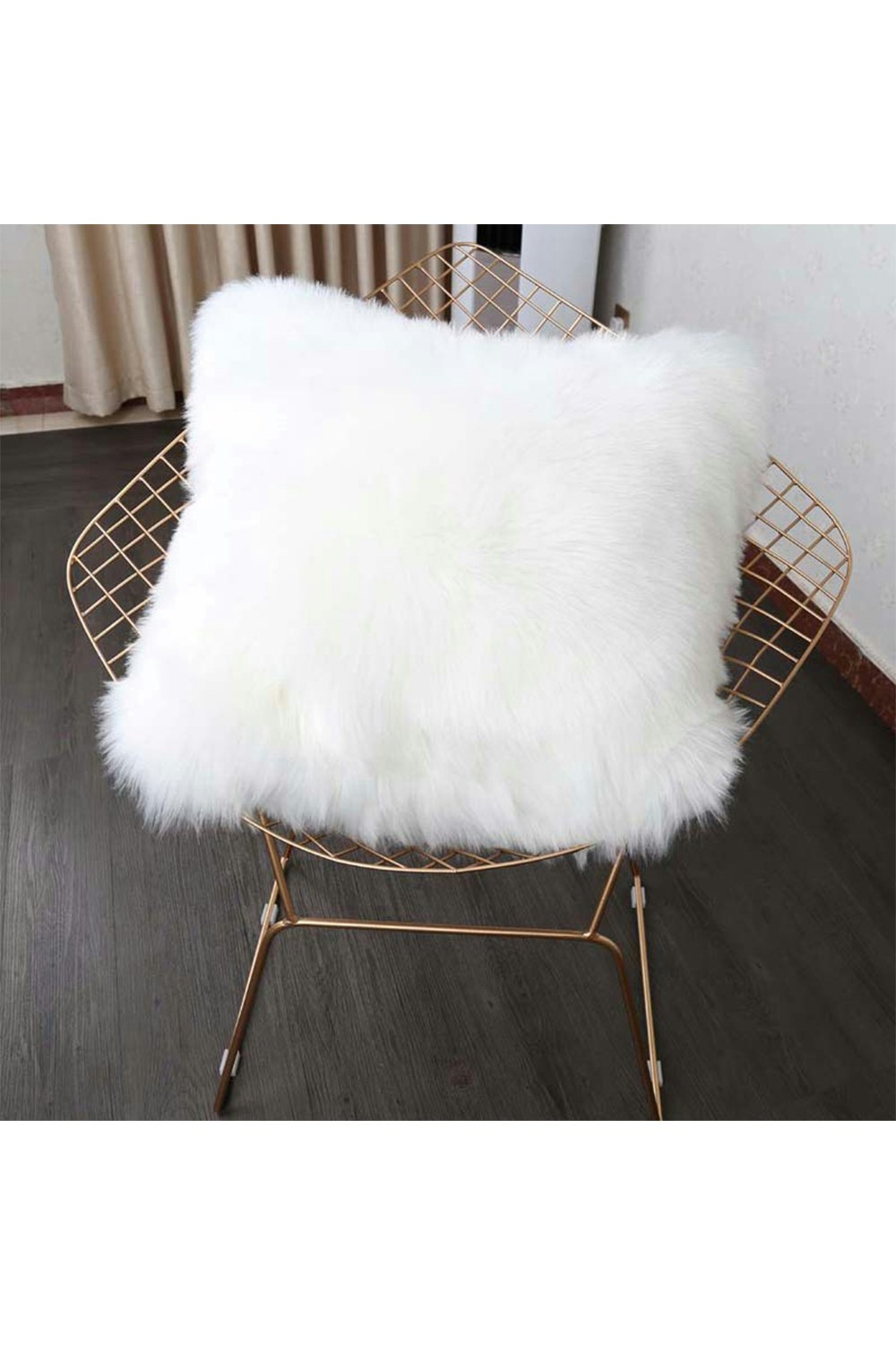 Rackhams White 50*50Cm Fluffy Faux Wool Cushion Cover