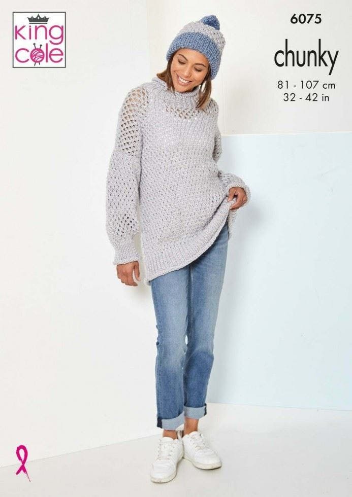 King Cole Women's Big Value Chunky Knitting Pattern 6075, Sweaters, Tops, Slipovers For 32 - 42 Inches - Image 5