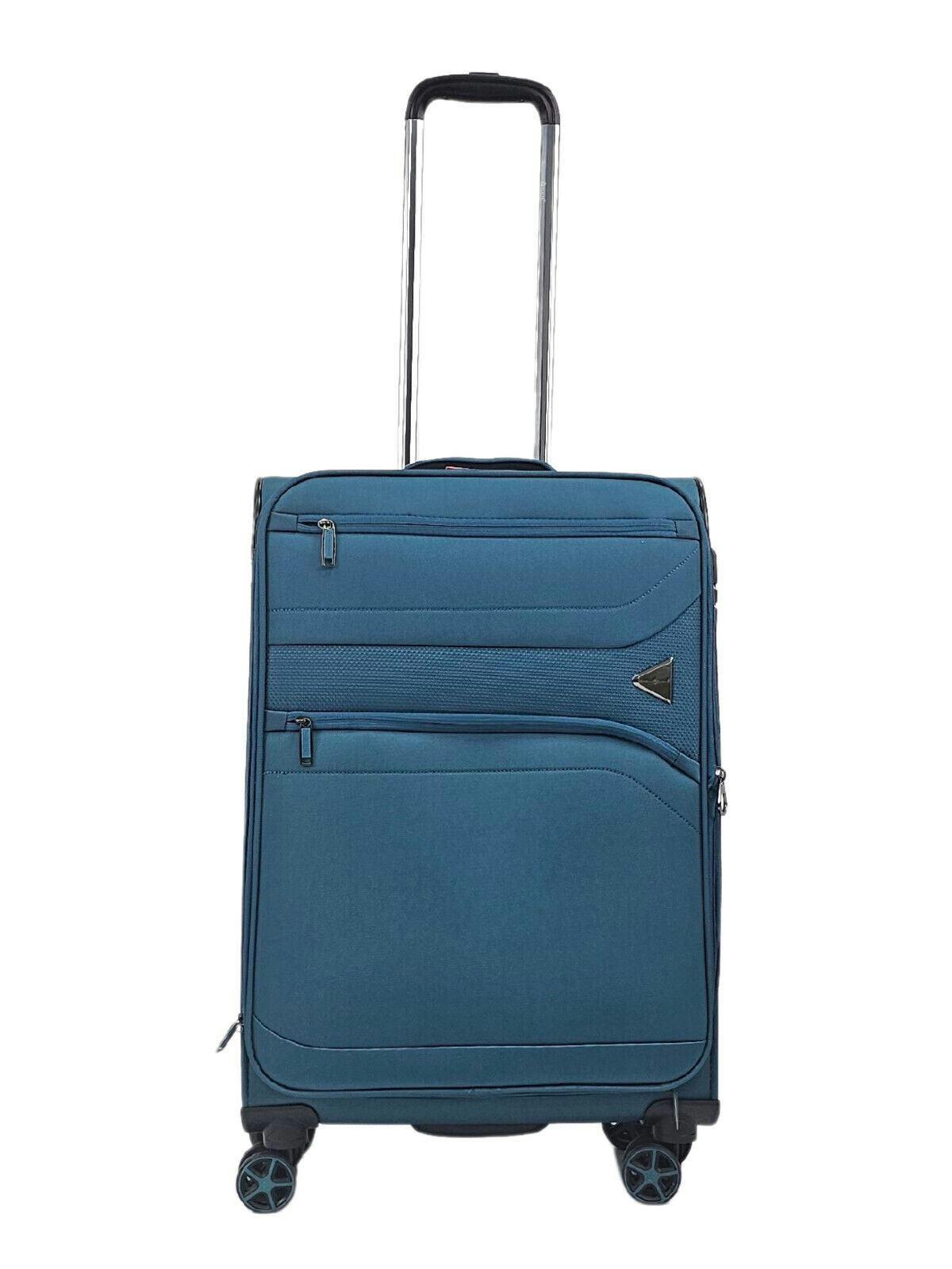 Snowball Lightweight Soft Dual 4 Wheel Luggage Suitcases - Teal - Medium