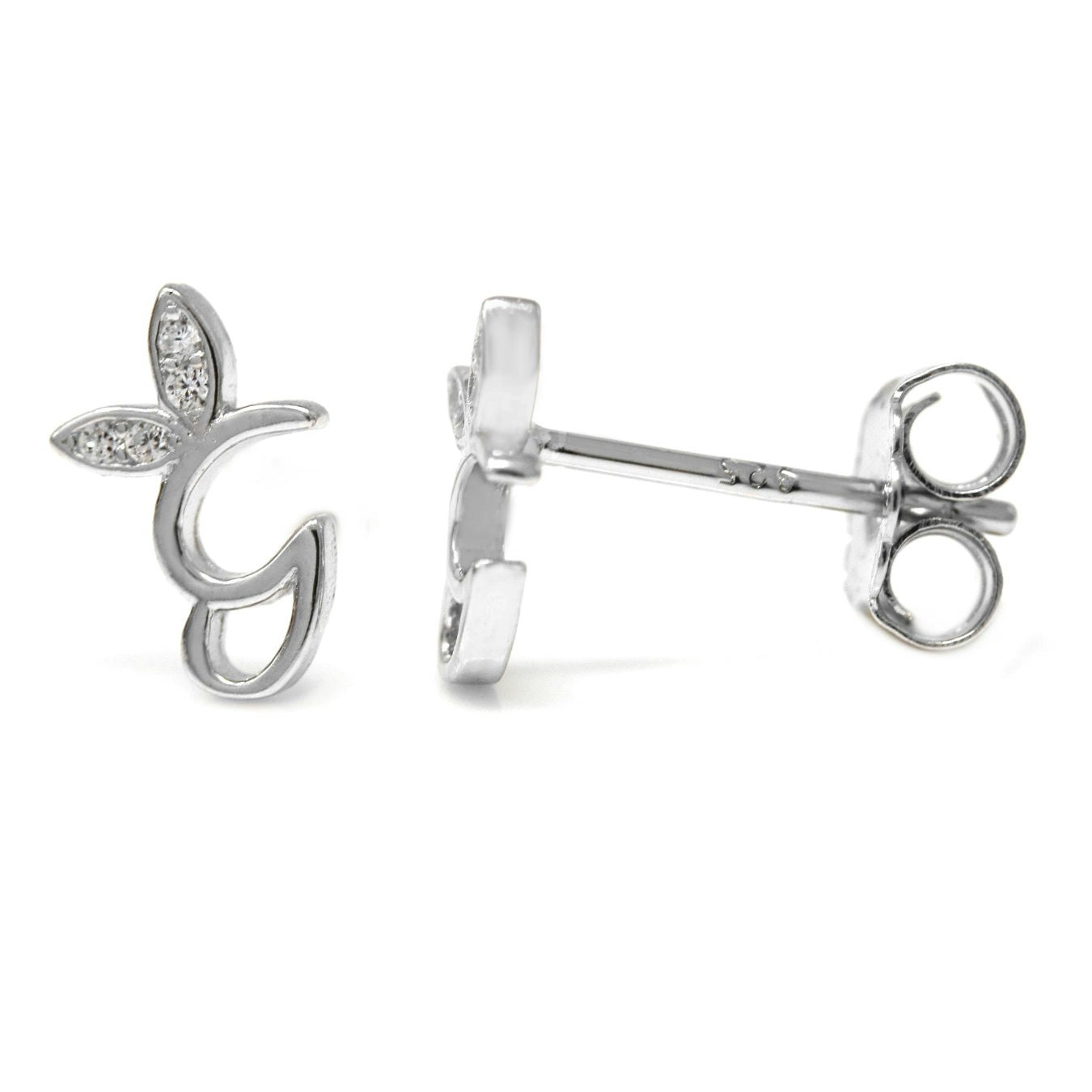 Say It With Silver Winged Initial Earrings - Sterling - G
