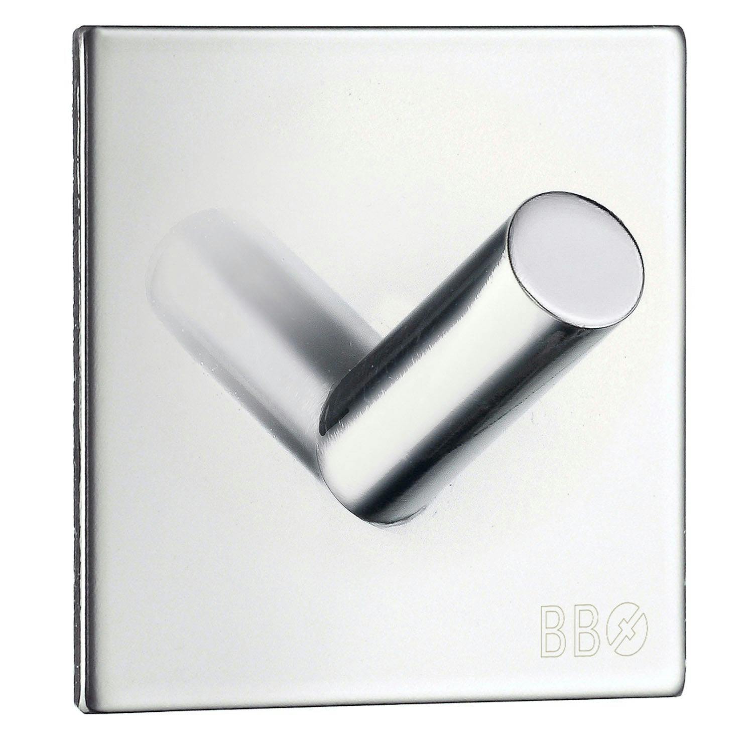 Rackhams Chrome Stainless Steel Single Towel Hook (45 X 45Mm) Self Adhesive Bathroom Wall Mounted