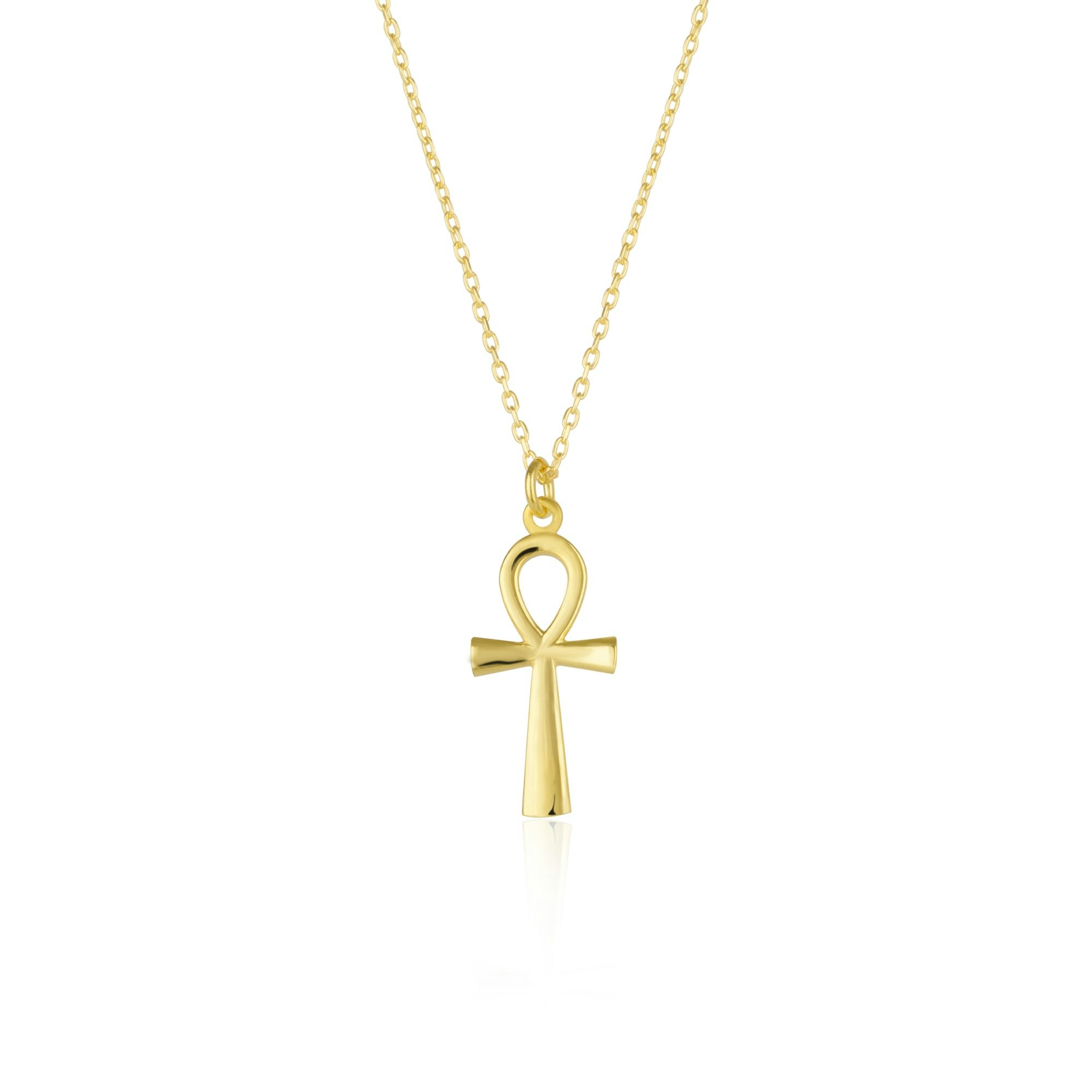 Spero London Silver/Gold Sterling Egyptian Ankh Necklace