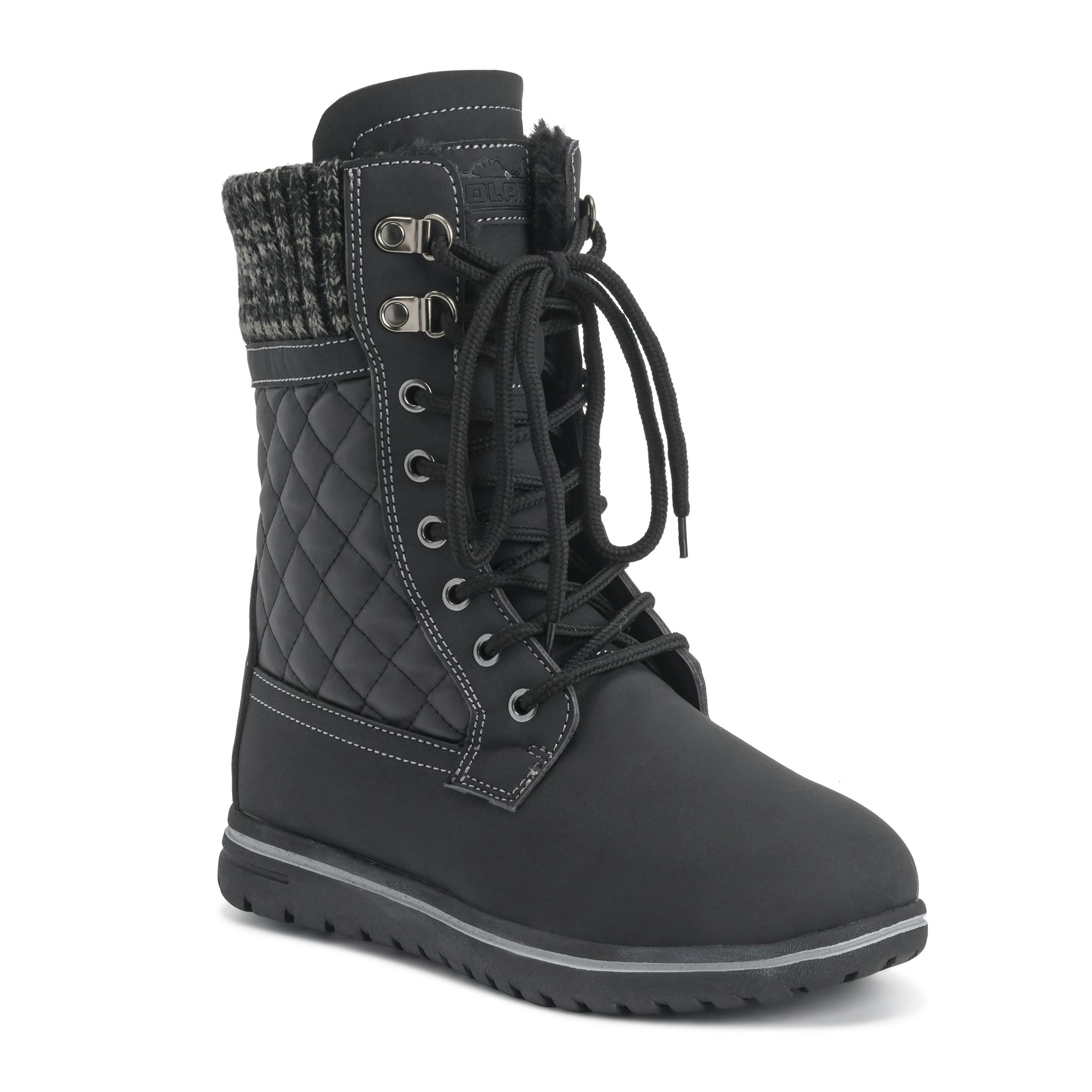 Viva Women's Black Polar Boot Fleece Lined Snow Winter Hiking Durable Ankle Boots - 3 - Leather Cardy