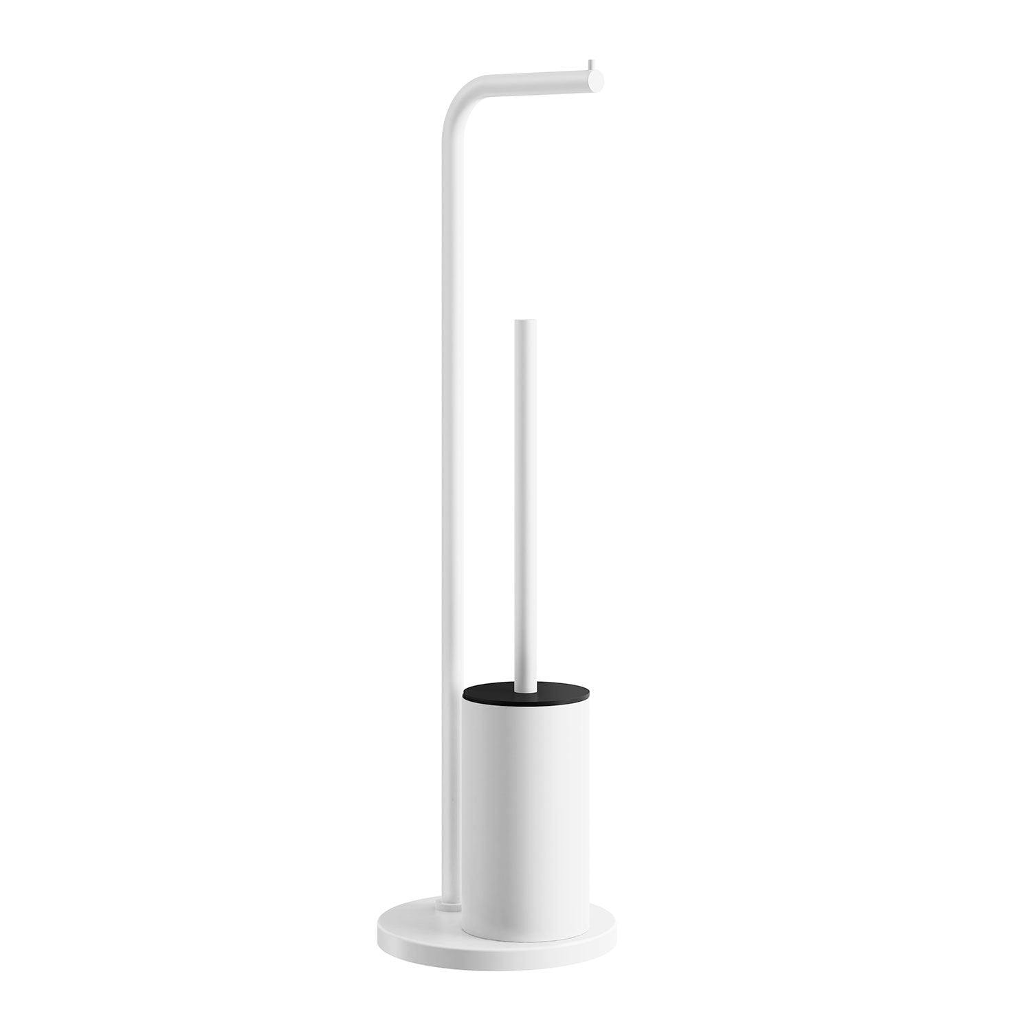 Beslagsboden White Steel Freestanding Toilet Roll And Toilet Brush Holder
