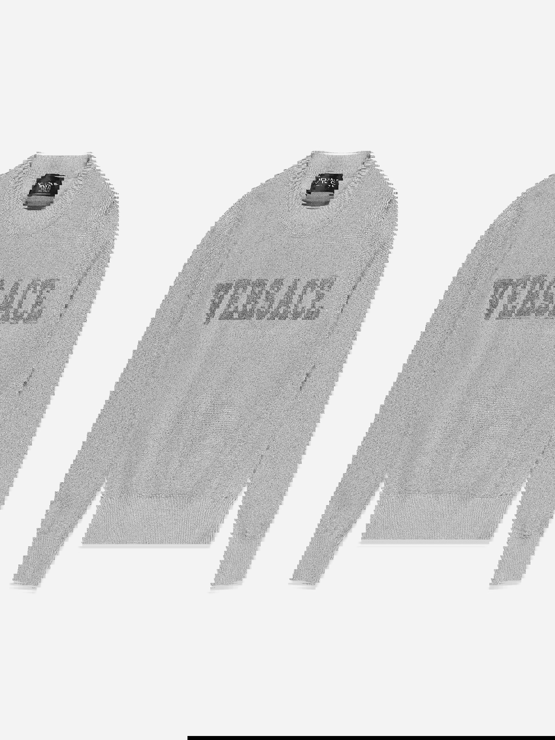 Versace Girls Silver Logo Knitted Sweater In - 6 Yrs