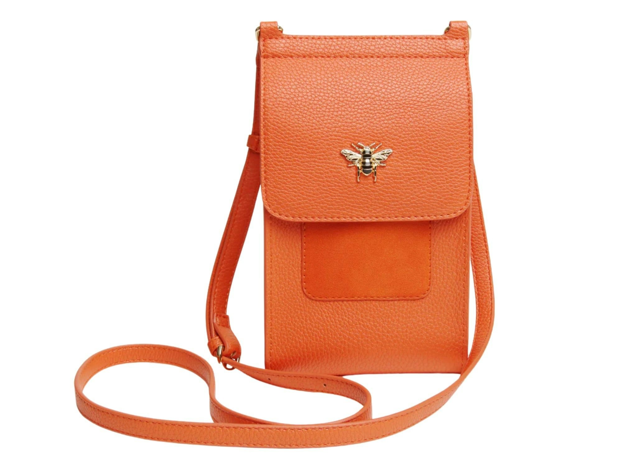 Alice Wheeler Orange Mini Bloomsbury Bee Crossbody Phone Bag