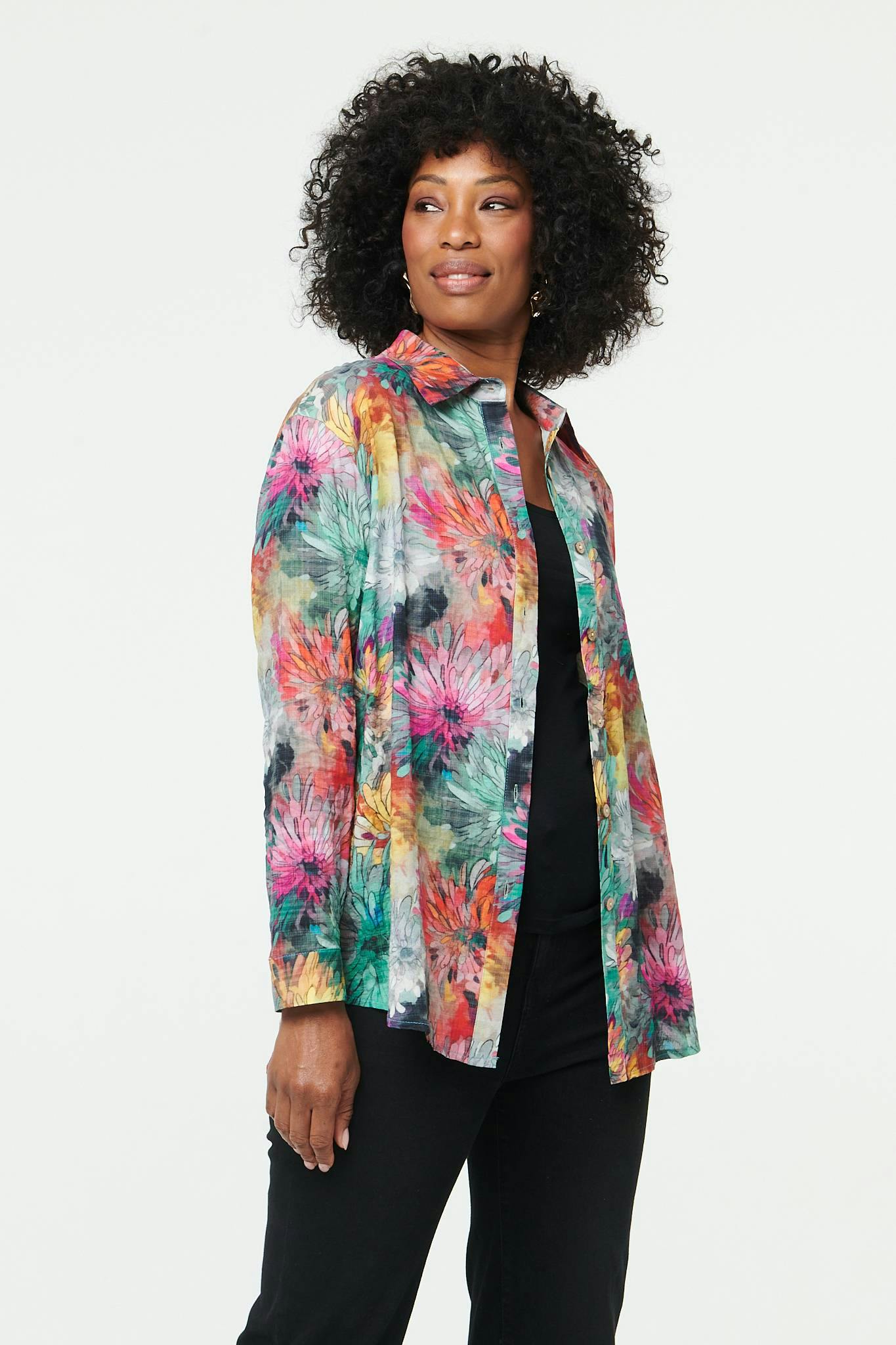 Izabel London Green Abstract Relaxed Fit Long Sleeve Shirt - 14