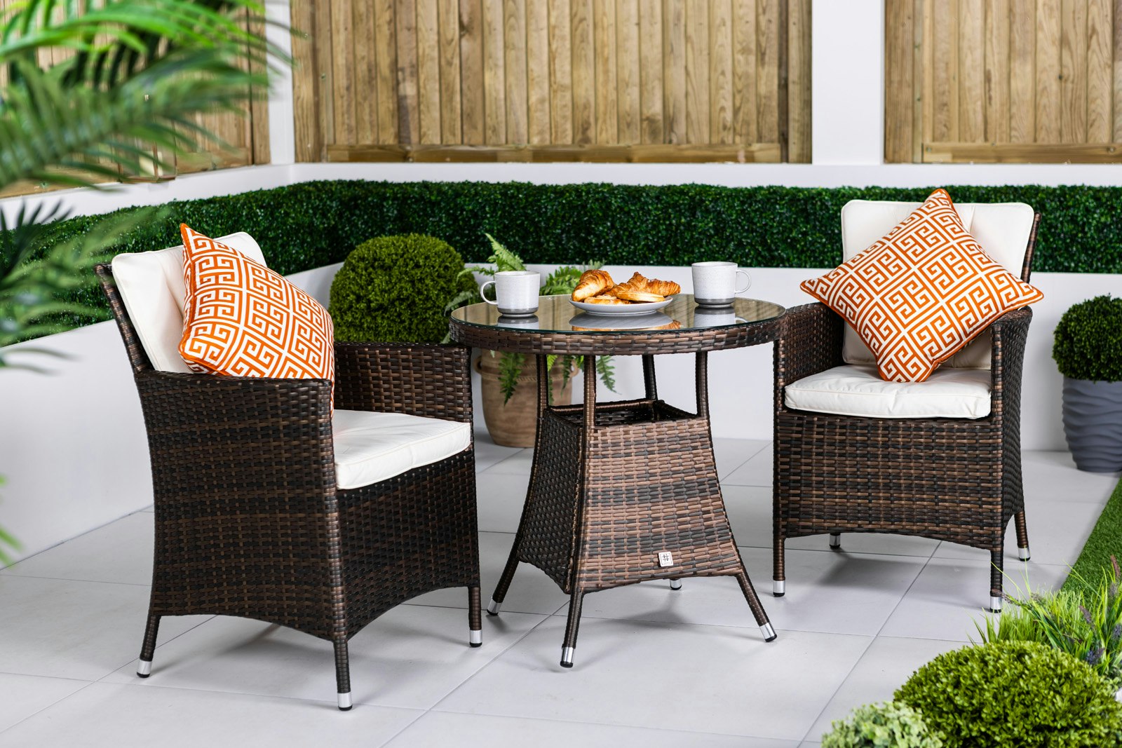 Rackhams Brown Savannah Rattan Garden Bistro Set Patio Table And Chairs Furniture