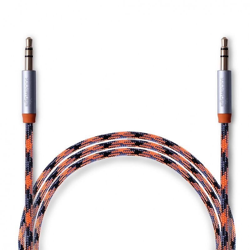 Boompod Gold/Orange 24 Carat Plated Braided Aux Cable 3.5Mm Jack Plug - Aux Cable - 1 1.5M