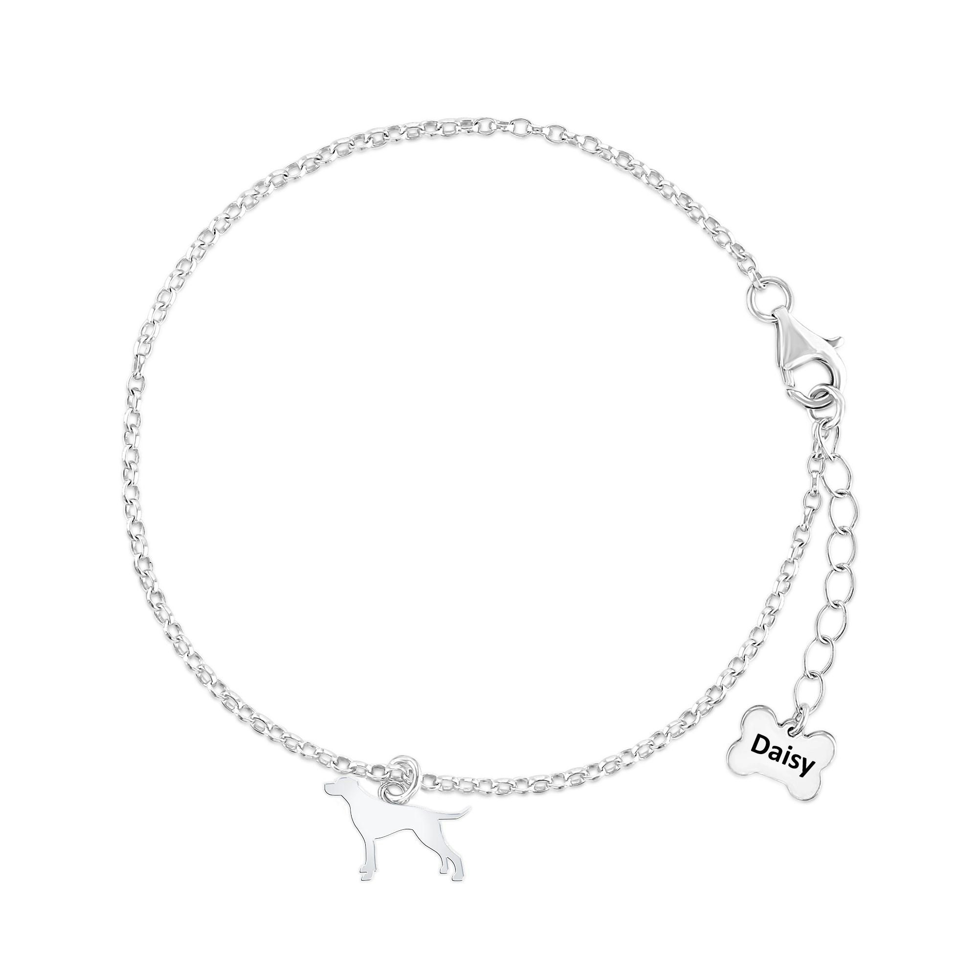 Mylee London Silver English Pointer Silhouette Chain Bracelet - Personalised - Yes