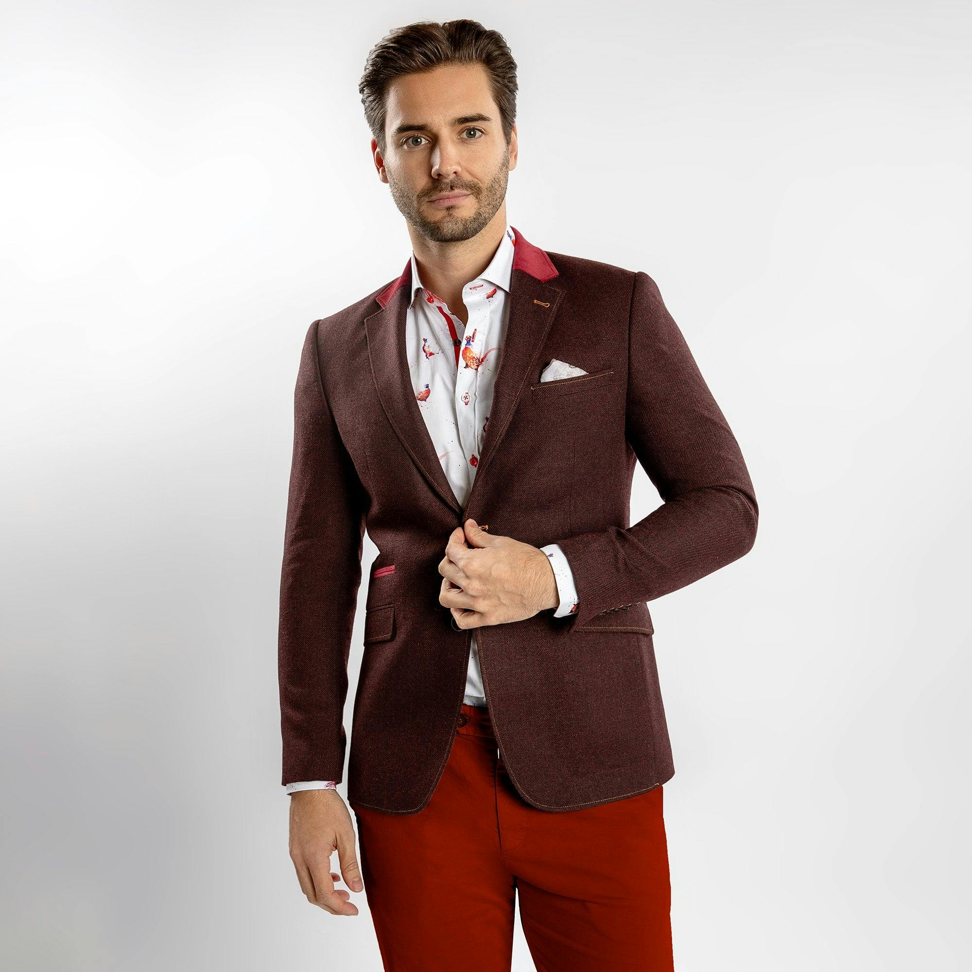 Claudio Lugli Burgundy The Creative Contrast Blazer - 48 Uk/ 58 Eu