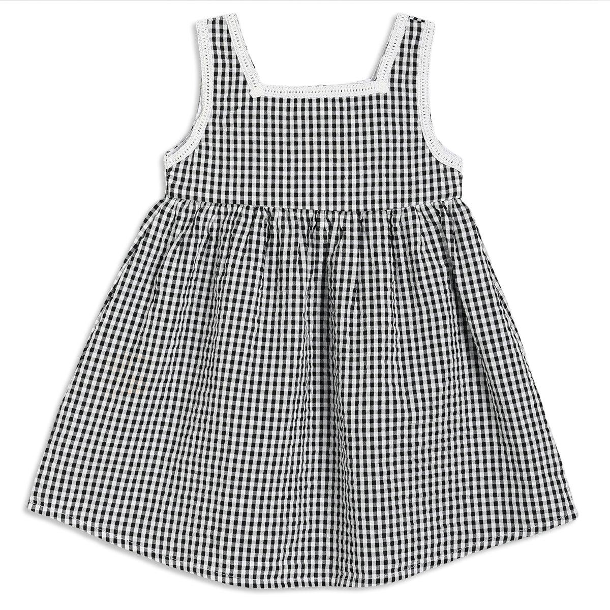 Mini Cuddles Women's Black Baby Girls Checked Woven Dress, - 9-12 Months