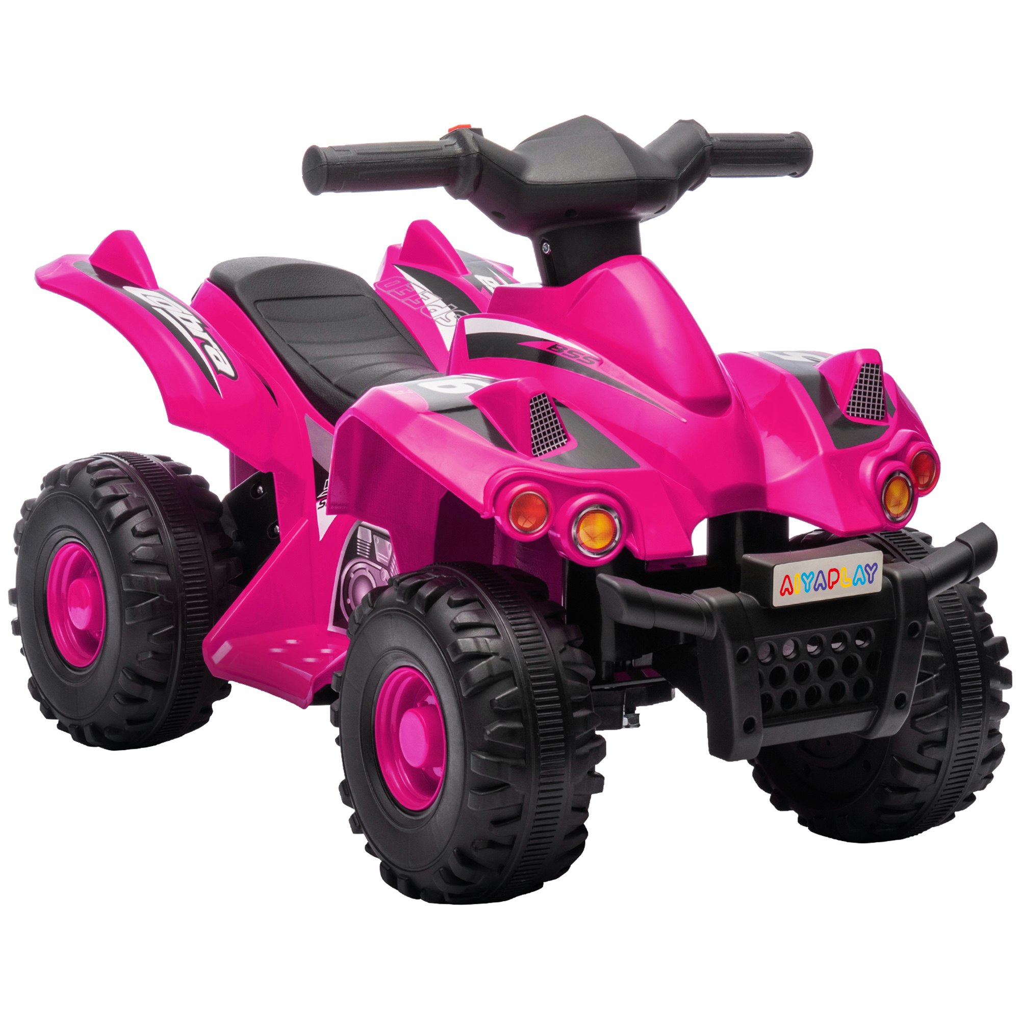 AIYAPLAY 6V Kids Electric Quad Bike With Music - Forward Function - Pink/Black - Pink | TJ Hughes Black - Image 3
