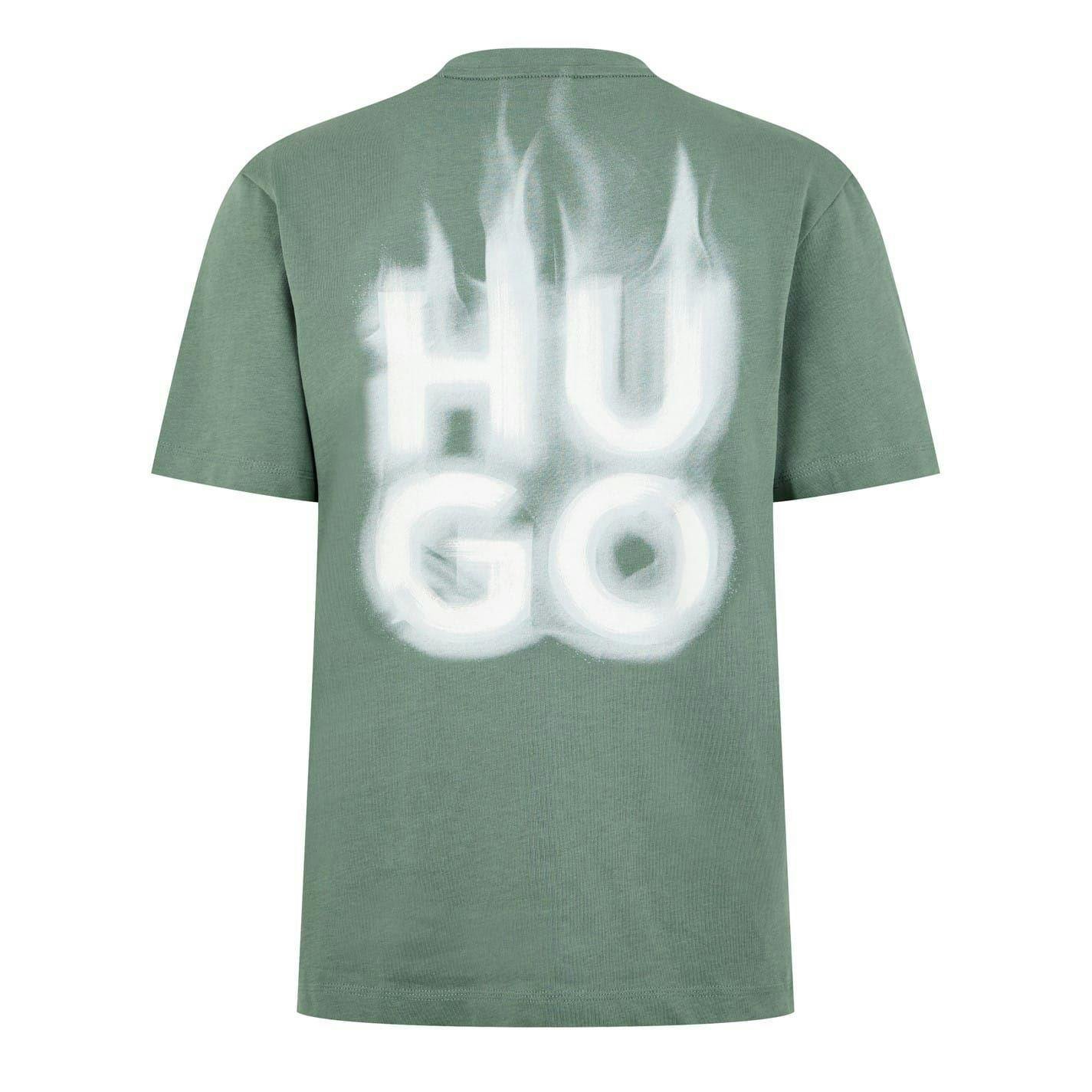 Hugo Men's Green Flame Logo T-Shirt - M - 100% Cotton