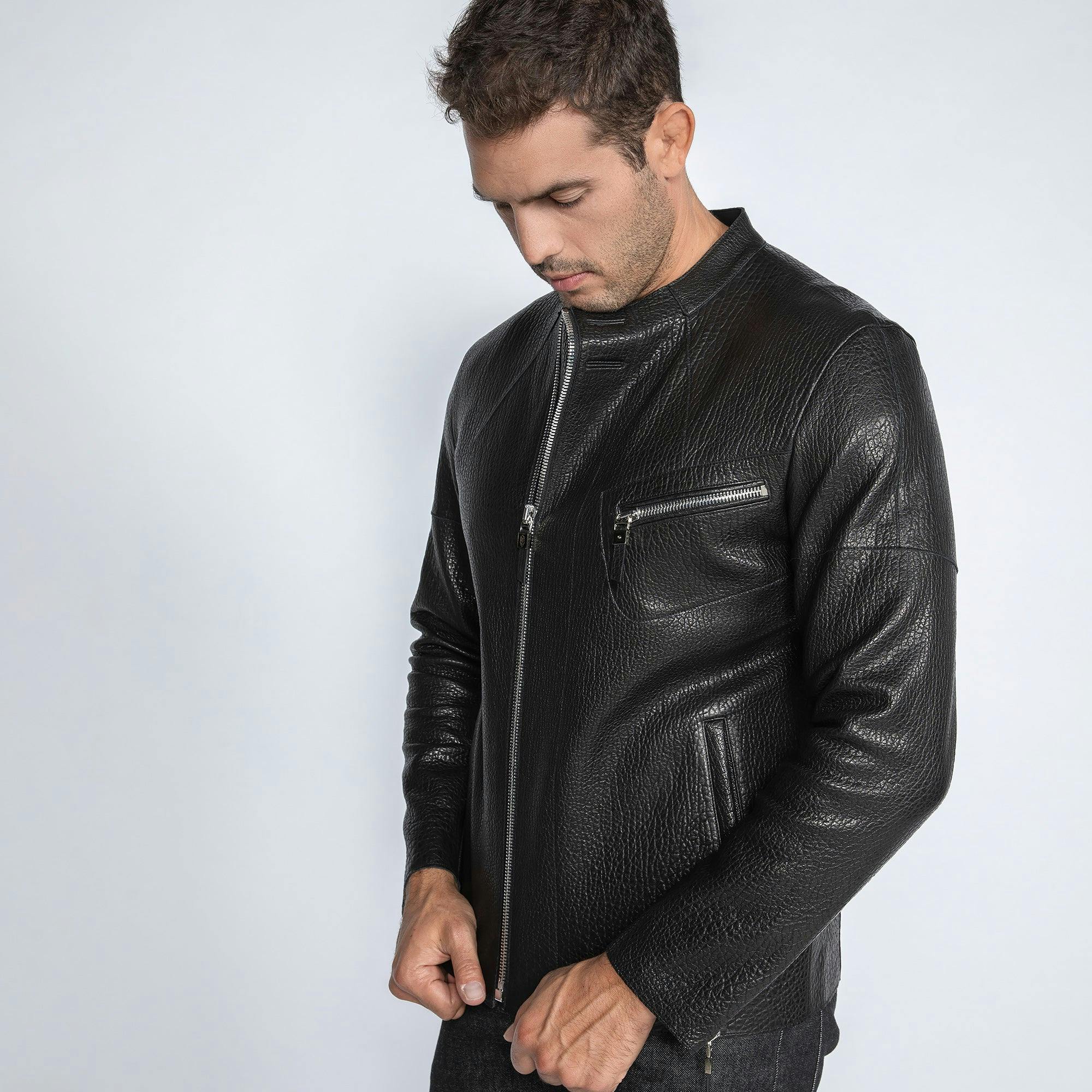 Claudio Lugli Black Aero Noir Leather Jacket - 44 Uk/ 54 Eu