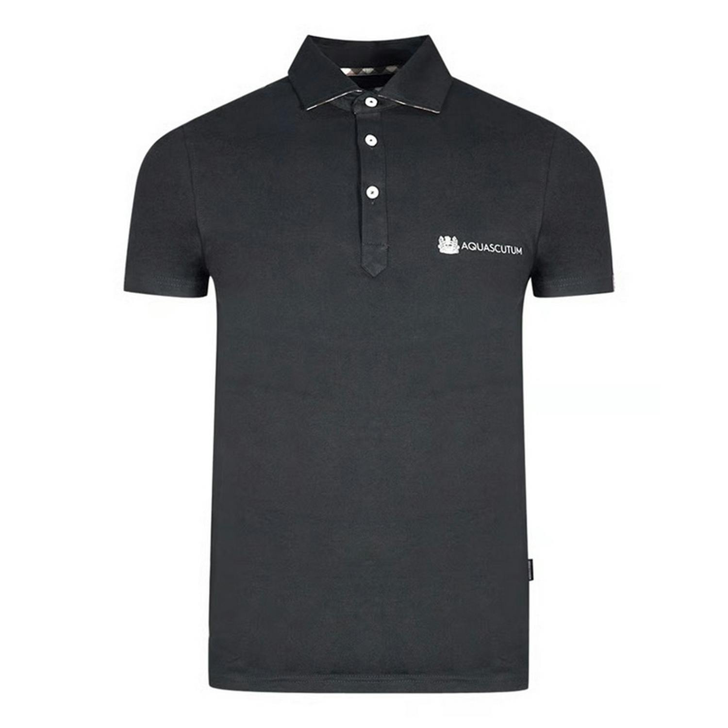 Aquascutum Unisex Black Adult Aldis Logo Polo Shirt - M