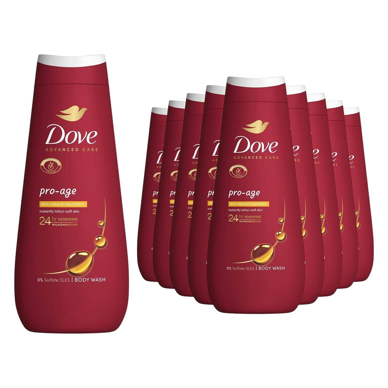 Dove Advanced Care Pro Age Body Wash 24H Renewing Micromoisture, 10X400ml
