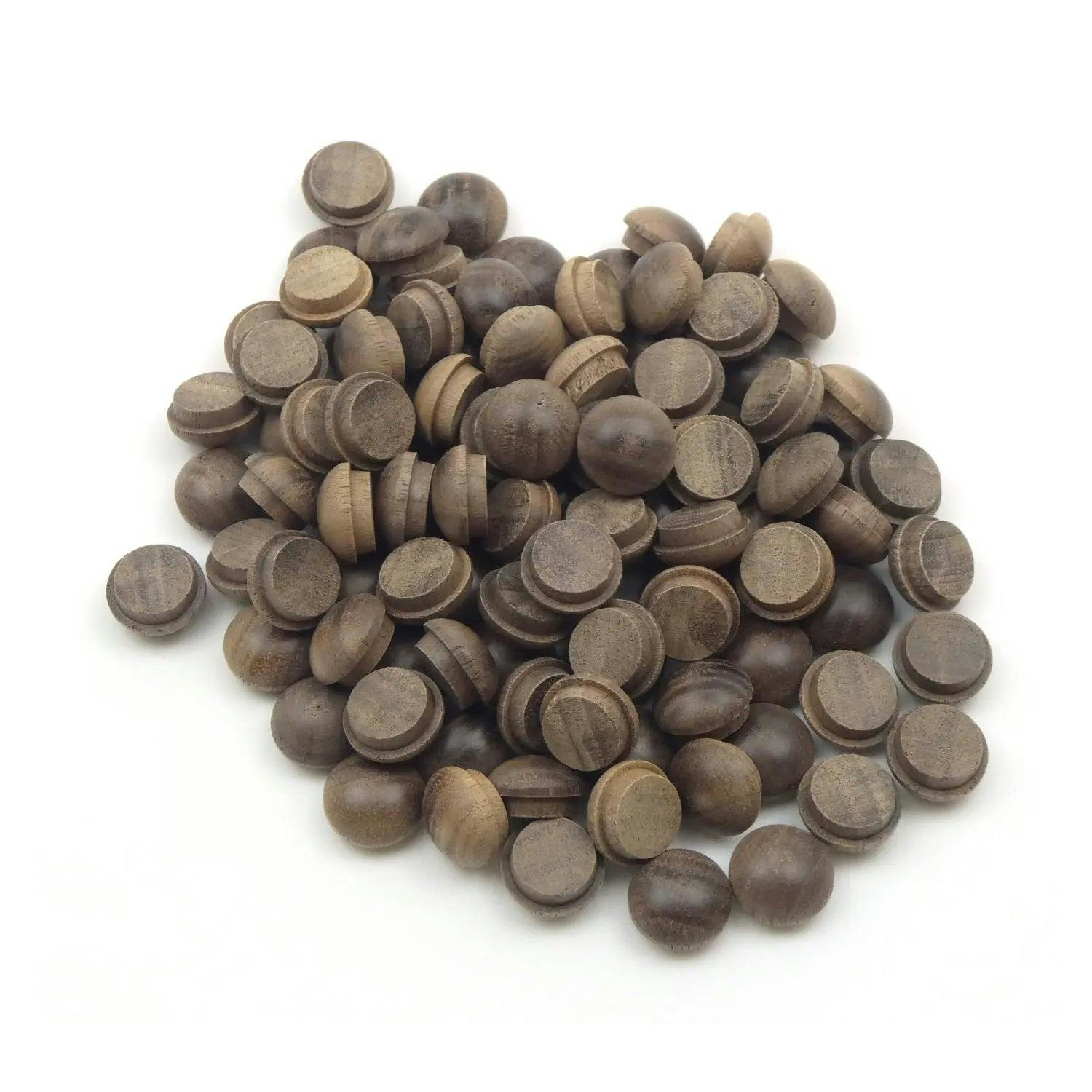 1/2"" (12.7mm) Walnut Mushroom Button Plugs - Pack of 100 - Screw Hole Covers - Image 2