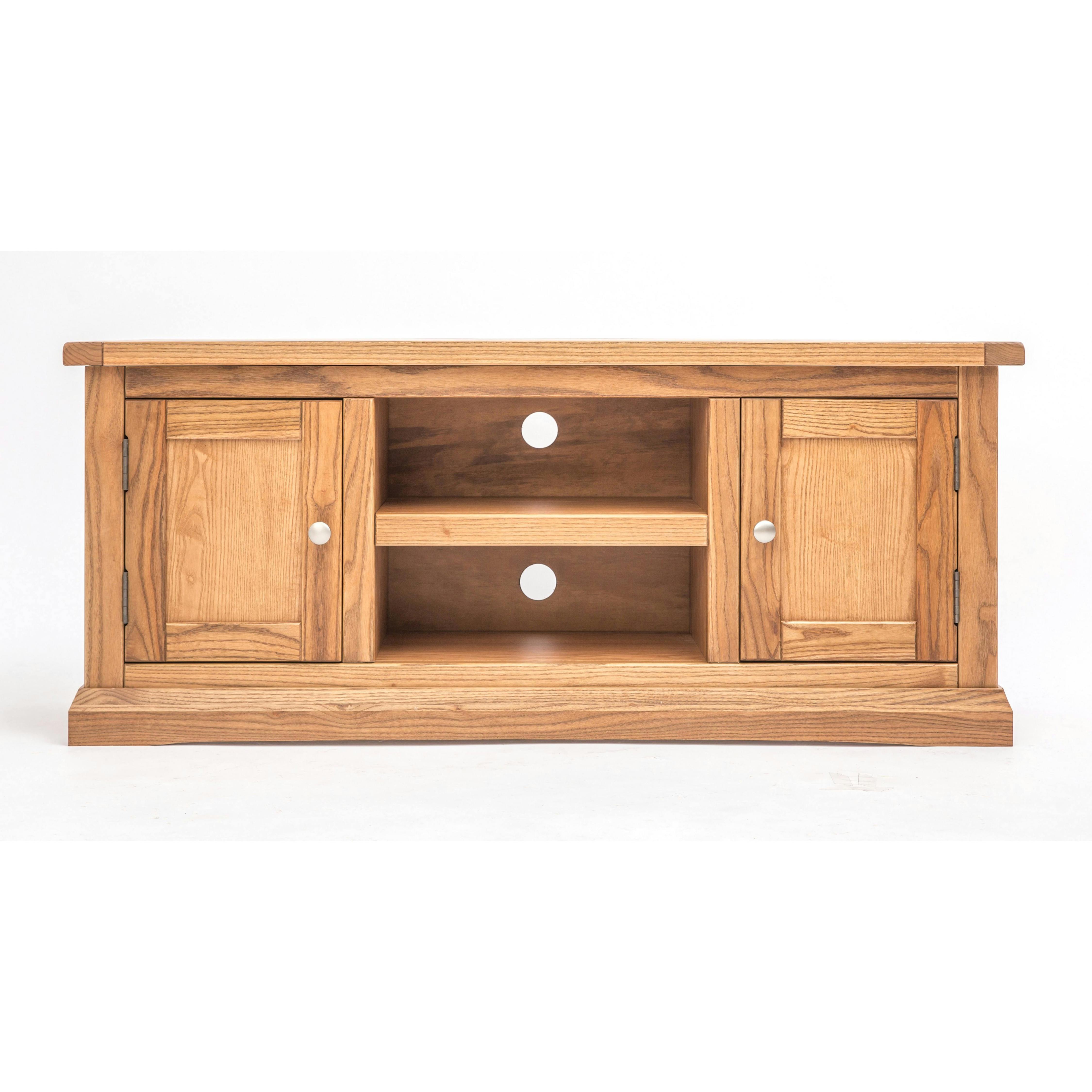 Rackhams Light Salerno Wood 2 Door Tv Cabinet Chrome Knob - Natural