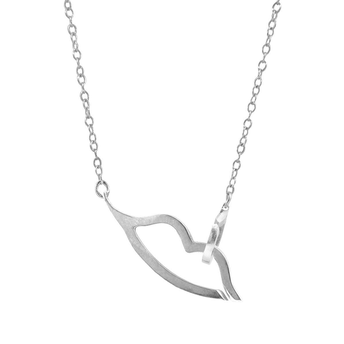 Anchor & Crew Silver Kissing Lips Link Paradise Necklace Pendant - S - 40Cm