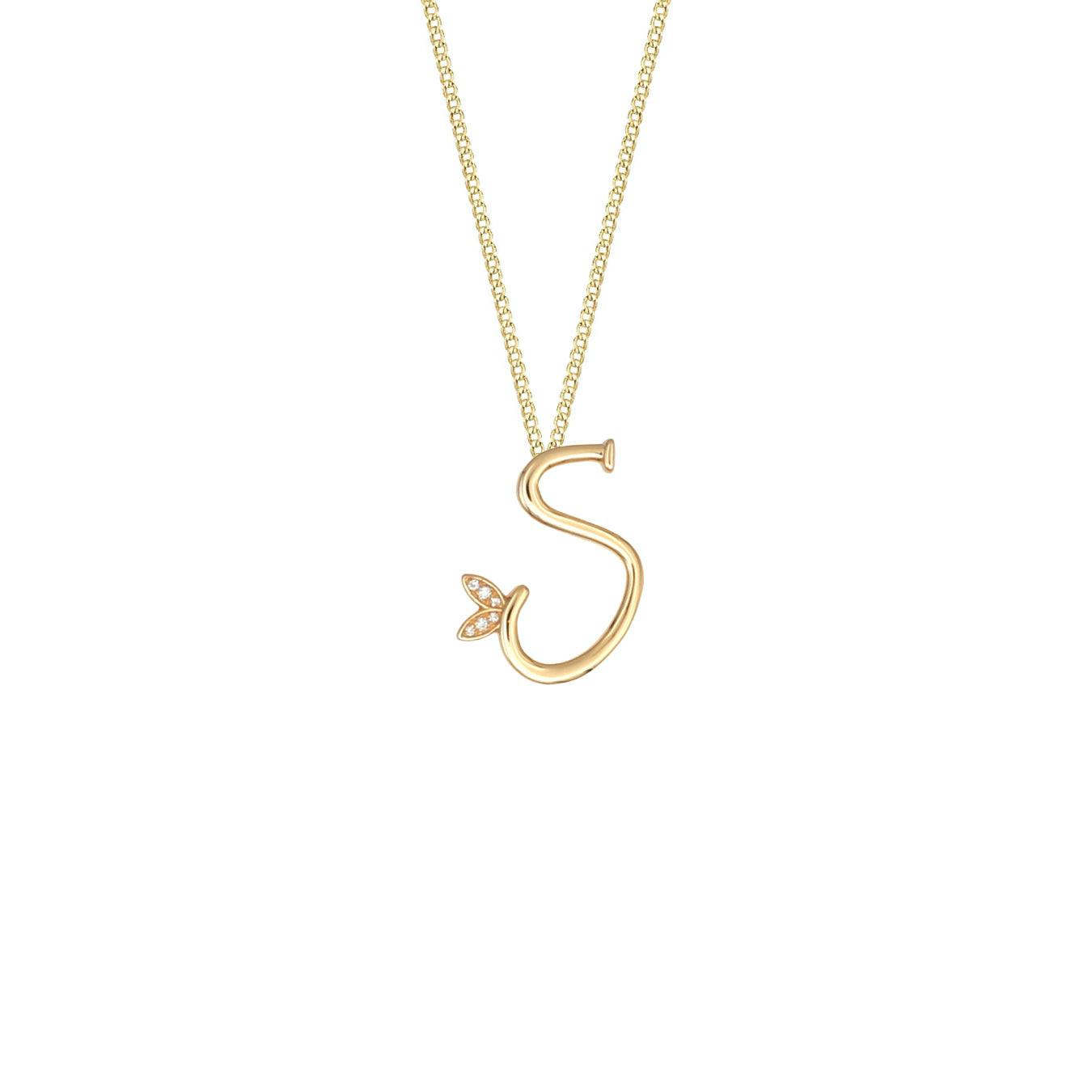 Say It With Yellow/Gold Winged Diamond Initial Necklace - S