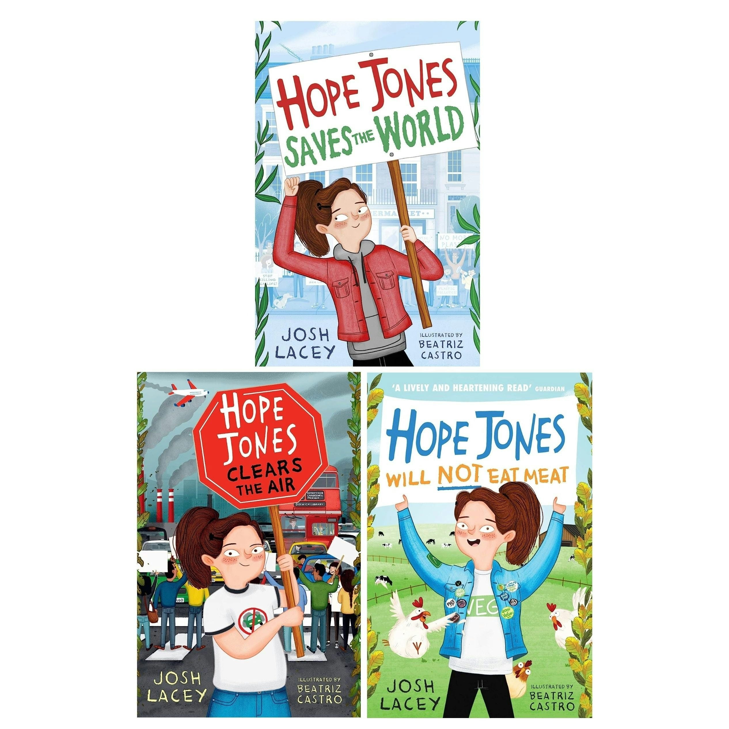 Various Publishers Hope Jones 3 Books Collection Set By Josh Lacey (Saves The World, Clears The Air, Will Not Eat Meat)