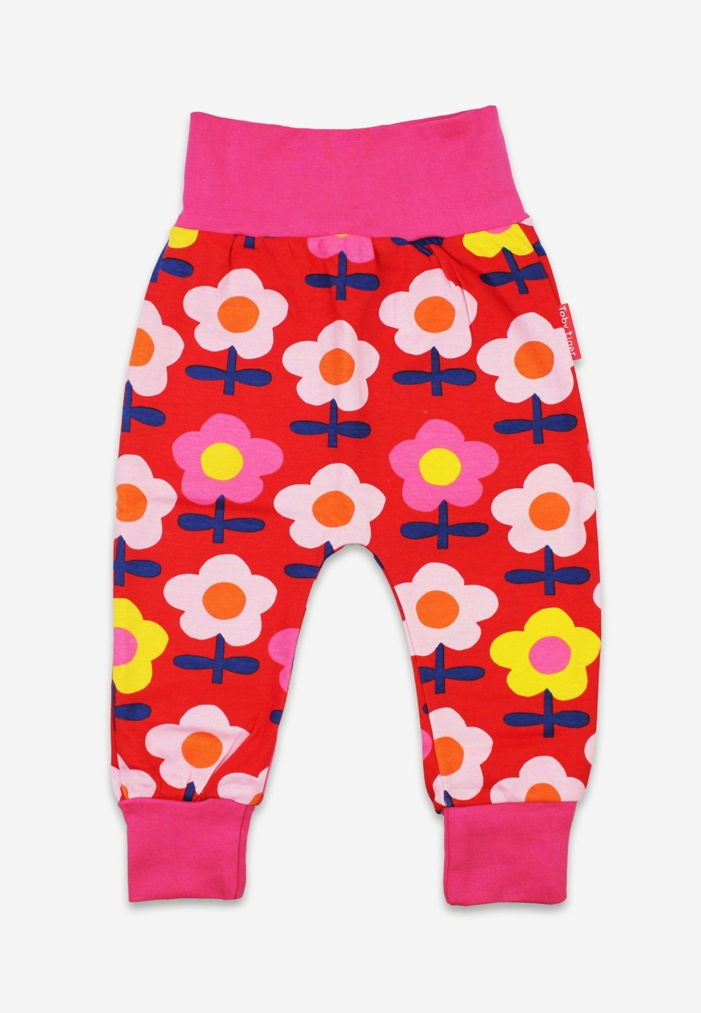 Toby Tiger Pink Organic Flower Print Yoga Pants - 2-3Y / 98Cm