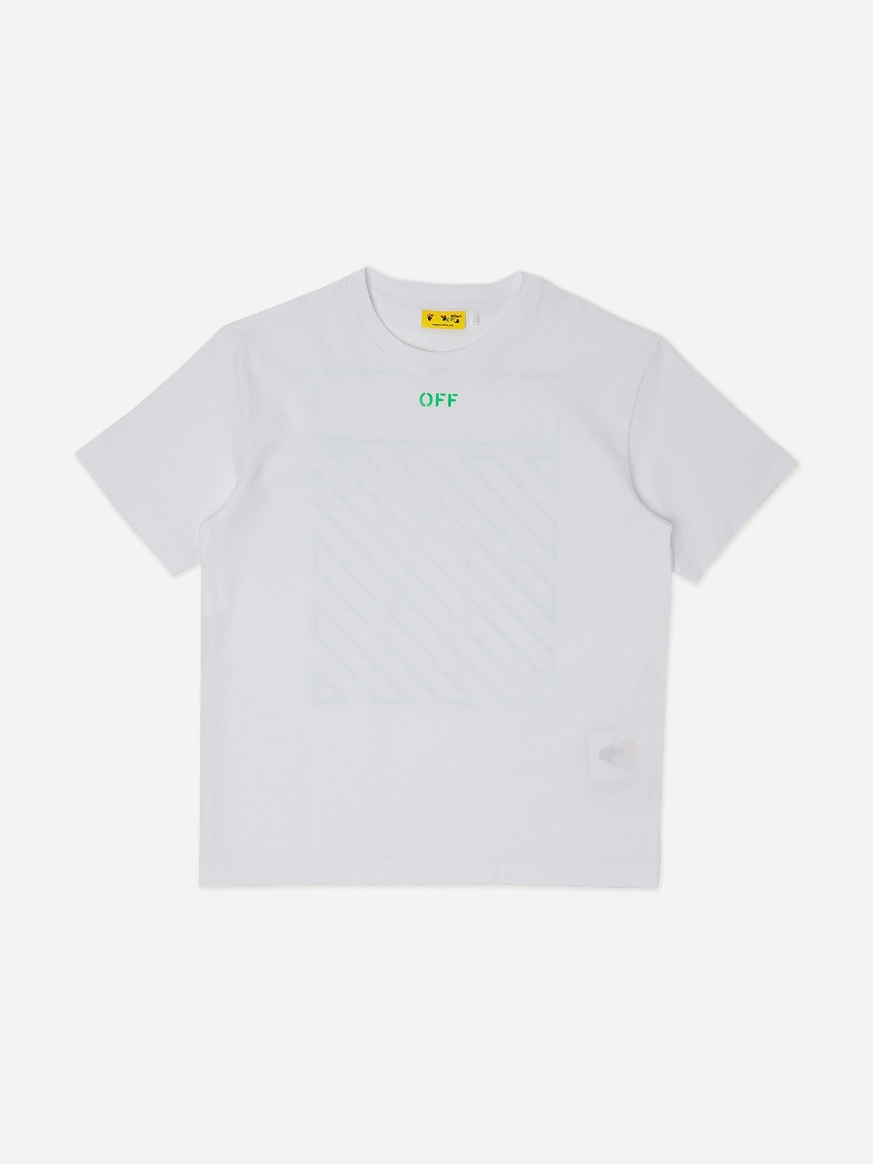 Off-White Boys White Off- Off Diag T-Shirt In - 12 Yrs