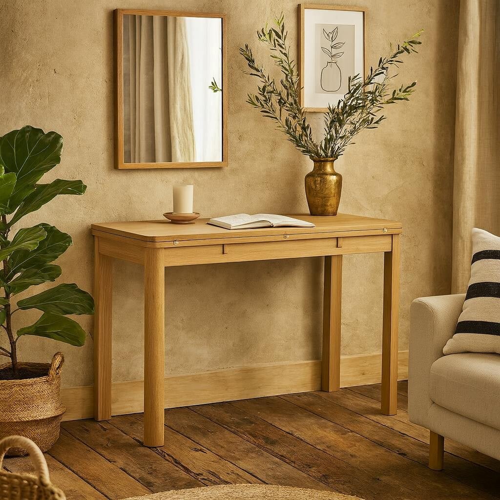 Rackhams Dresden Oak Veneer Extendable Dining Table With Hidden Leaves