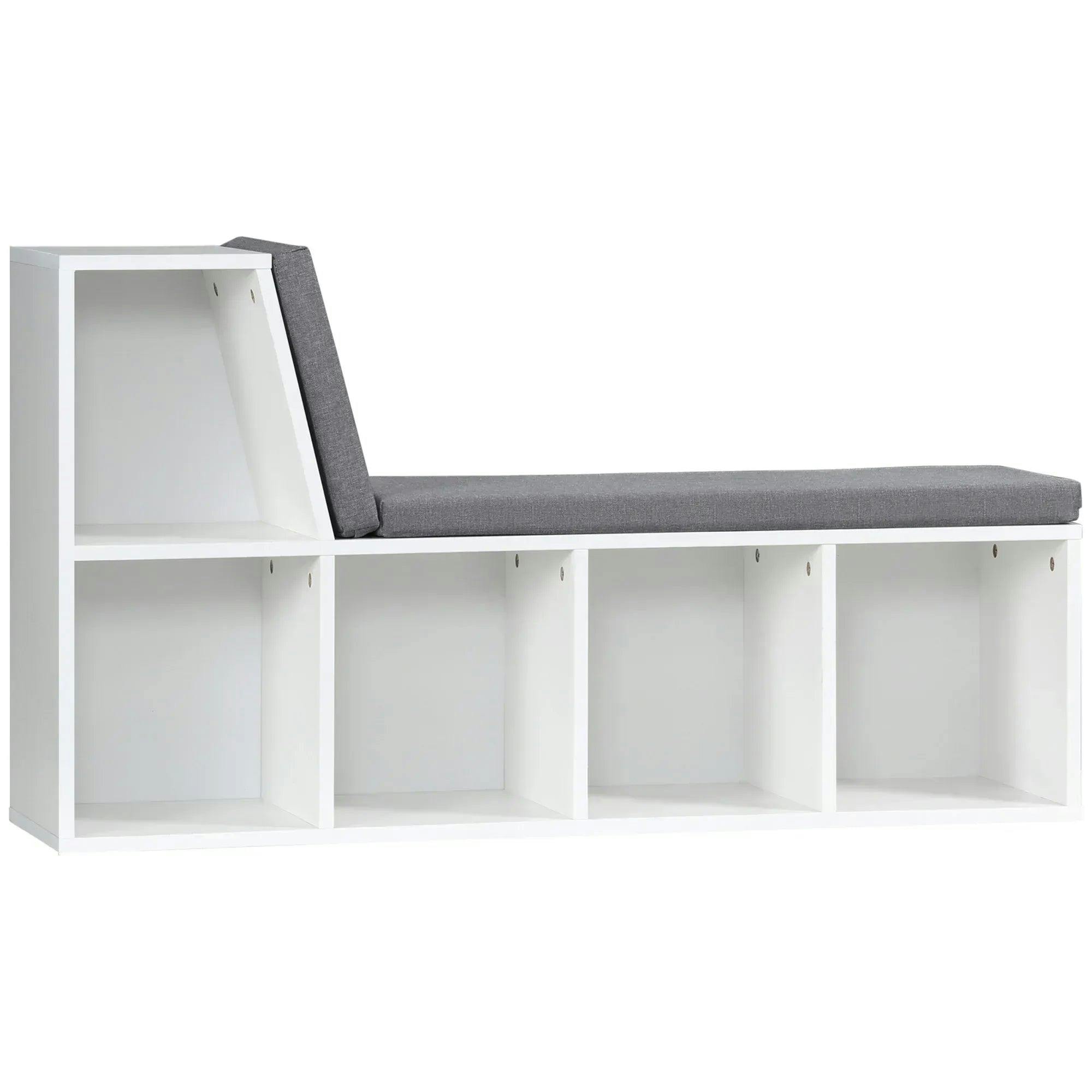 HOMCOM 2 Tier Bookcase - White - Removable Cushions - Storage Cabinet for Living Room - 108W x 30D x 60H cm - Image 5