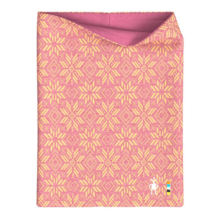 Smartwool Pink Thermal 250Gsm Merino Wool Reversible Neck Gaiter - Garden /Digi Snow Flake - Merino Wool
