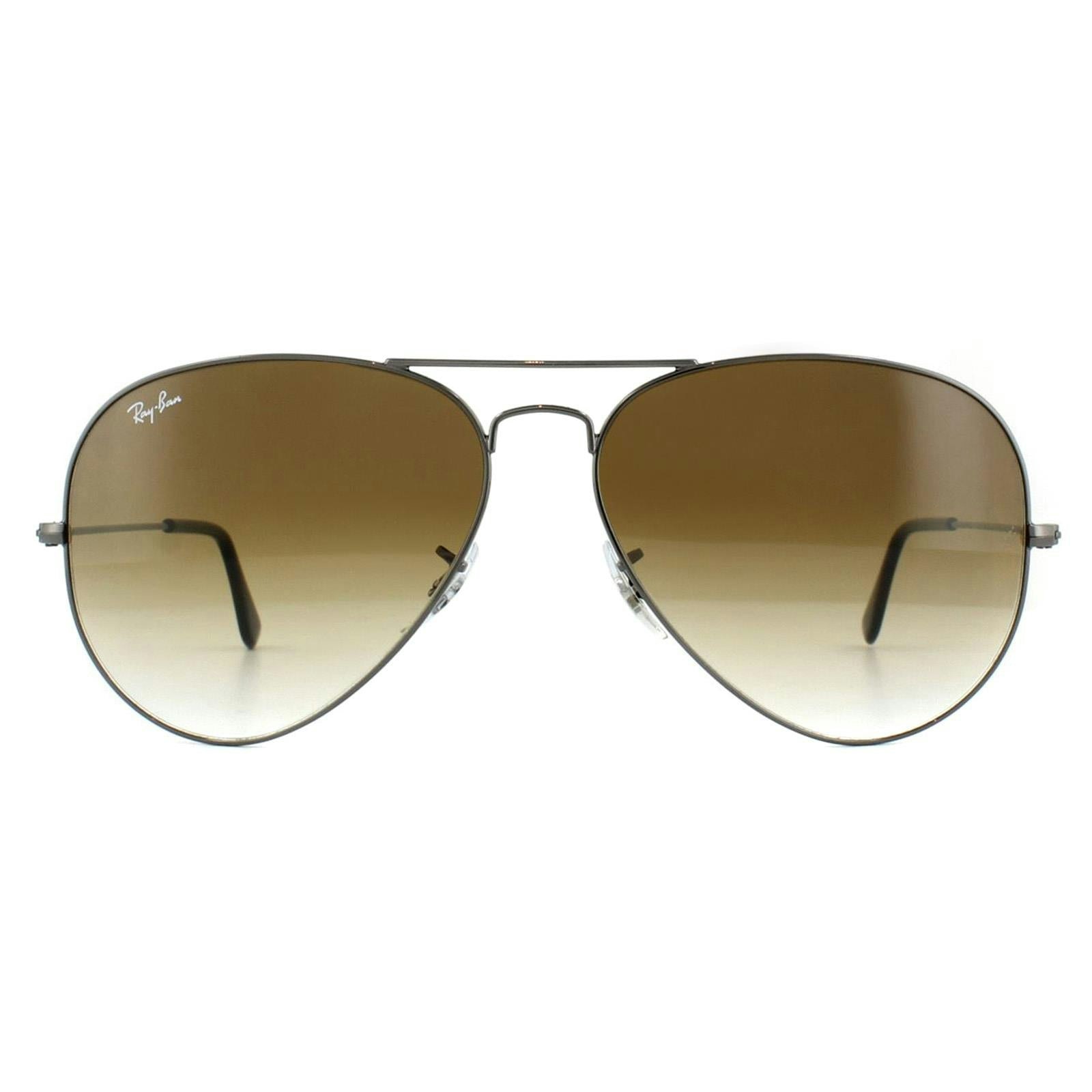 Ray-Ban Men's Brown Sunglasses Aviator Rb3025 Gunmetal Gradient 004/51 62Mm For Large