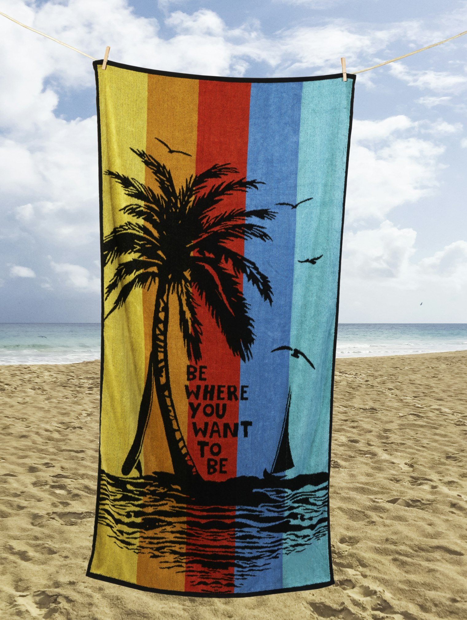 Homespace Direct Rainbow Palm Tree Beach Towel - Multi