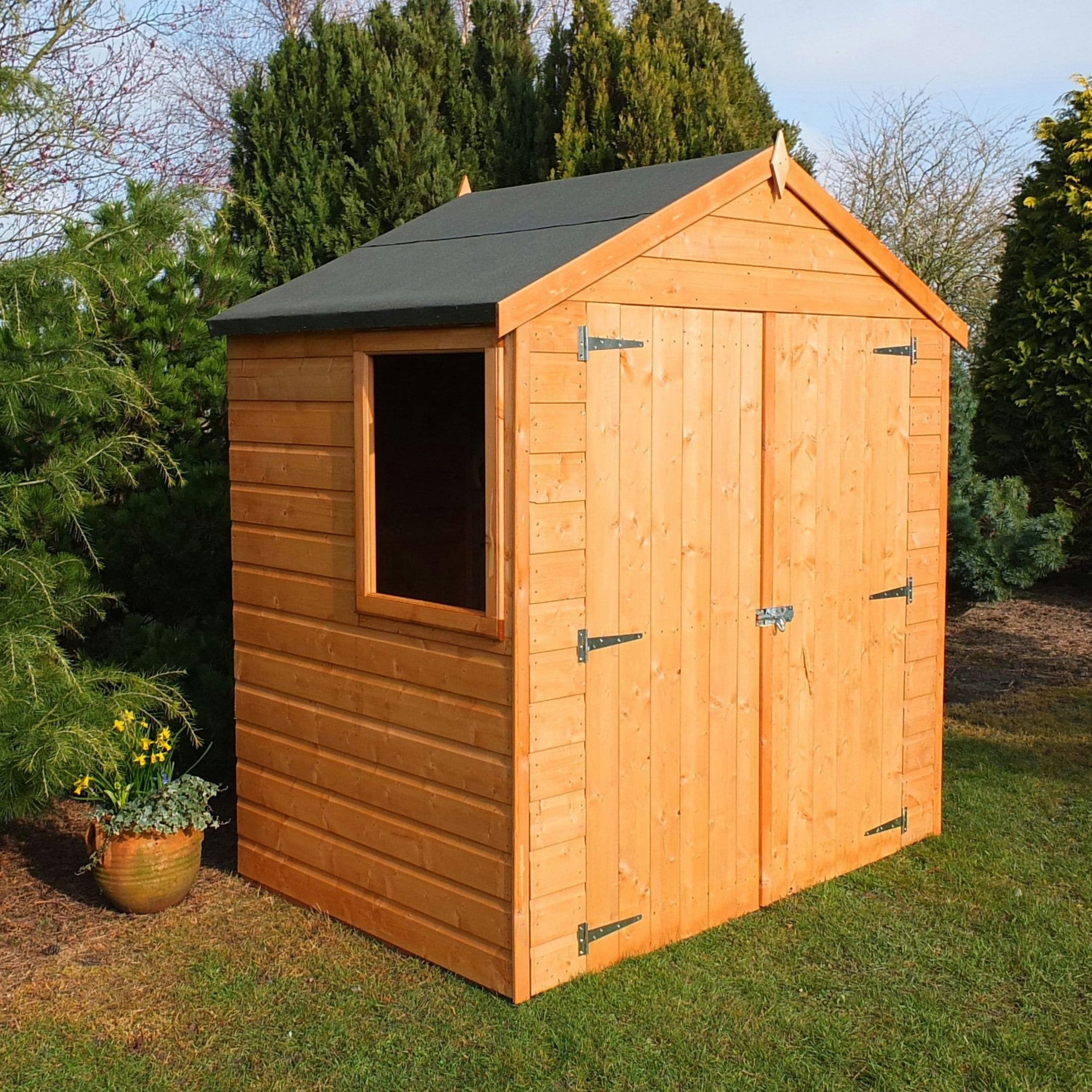 Rackhams Light/Green Bute Shiplap Apex Double Door 4X6 12Mm Interlock Clad Wooden Shed