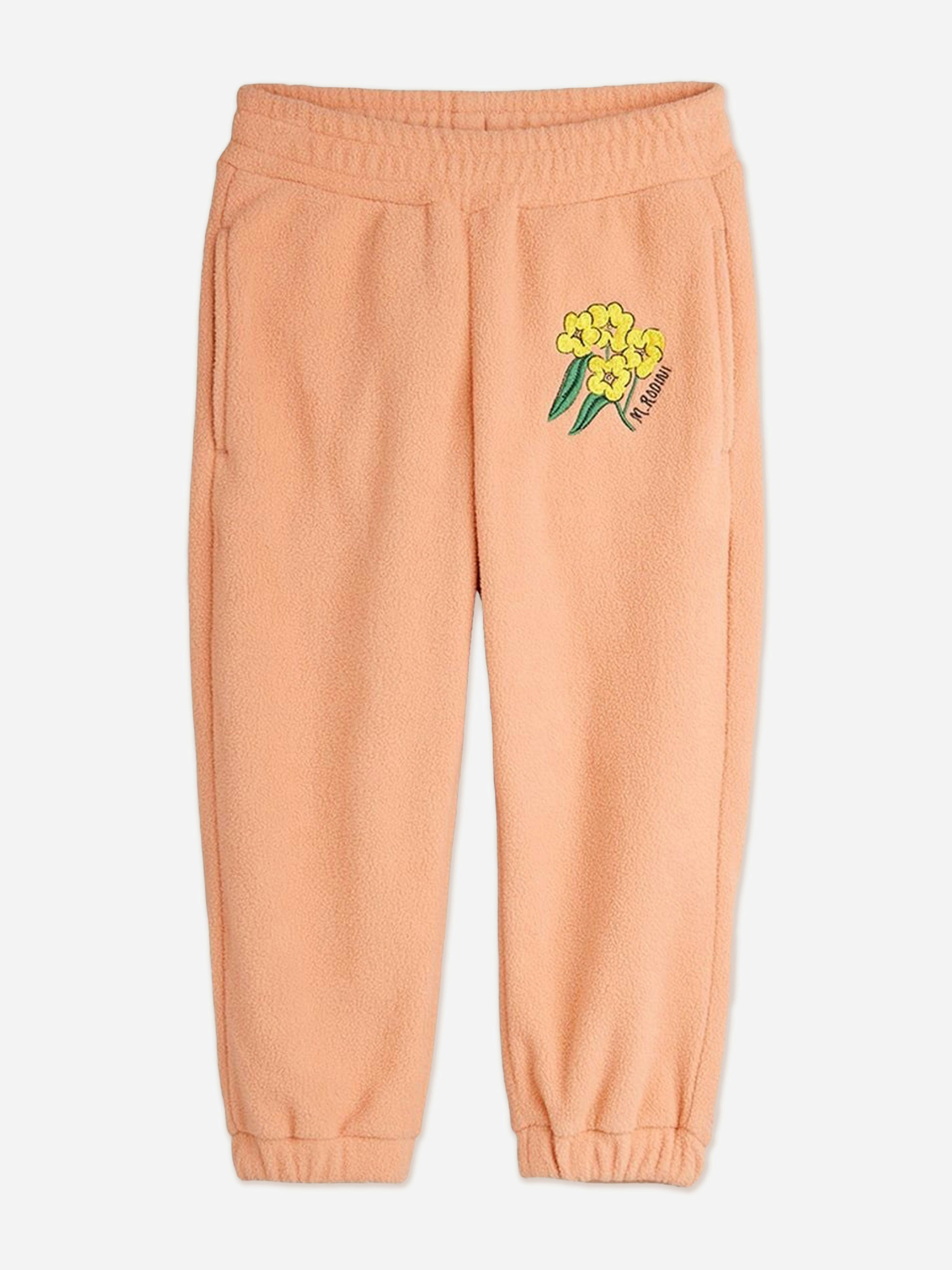 Mini Rodini Girls Pink Embroidered Alpine Flowers Joggers In - 92-98 Cm (1.5-3 Yrs)