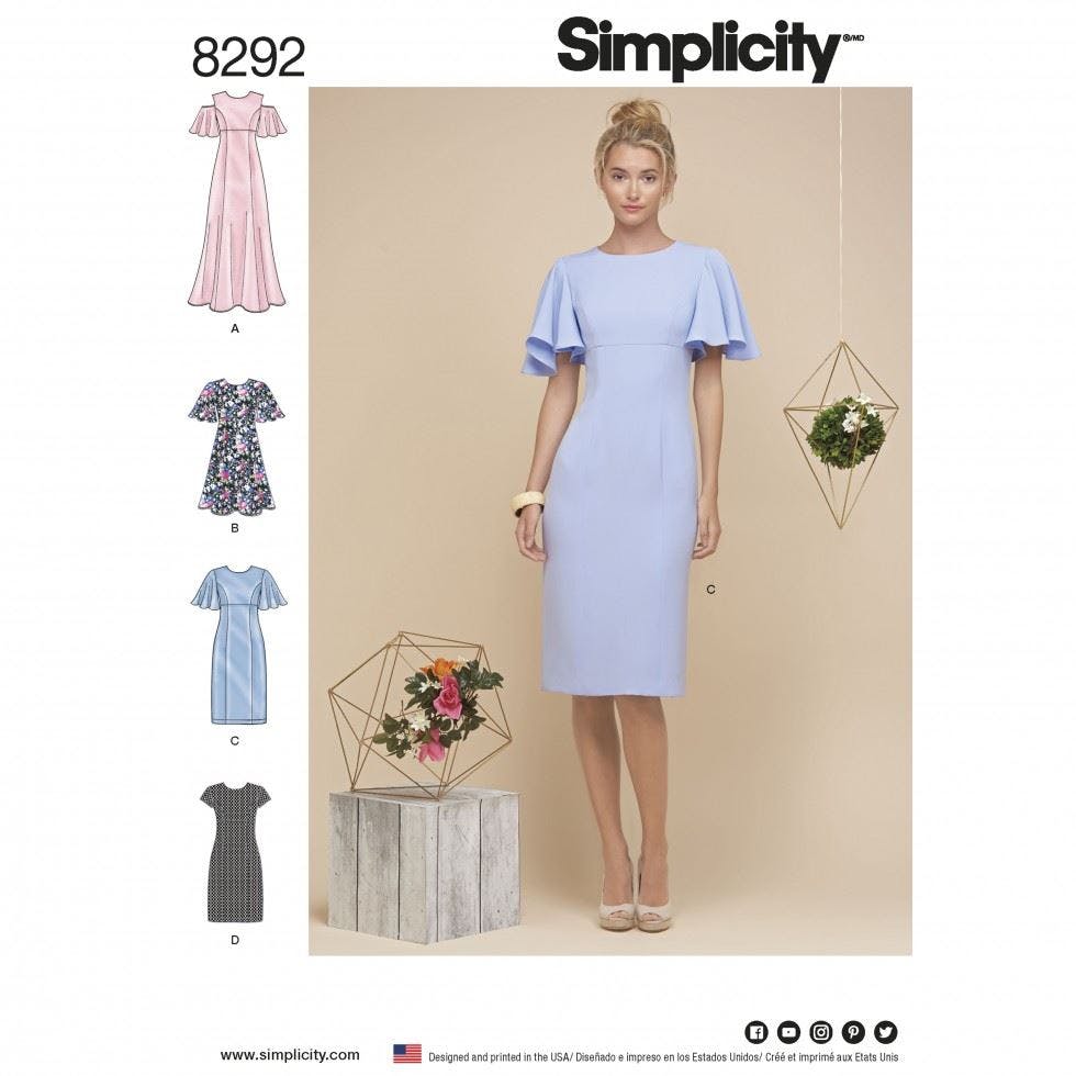 Simplicity Women's Sewing Pattern 8292, Dresses For H5 (6-8-10-12-14) - Intermediate - R5 (14-16-18-20-22)