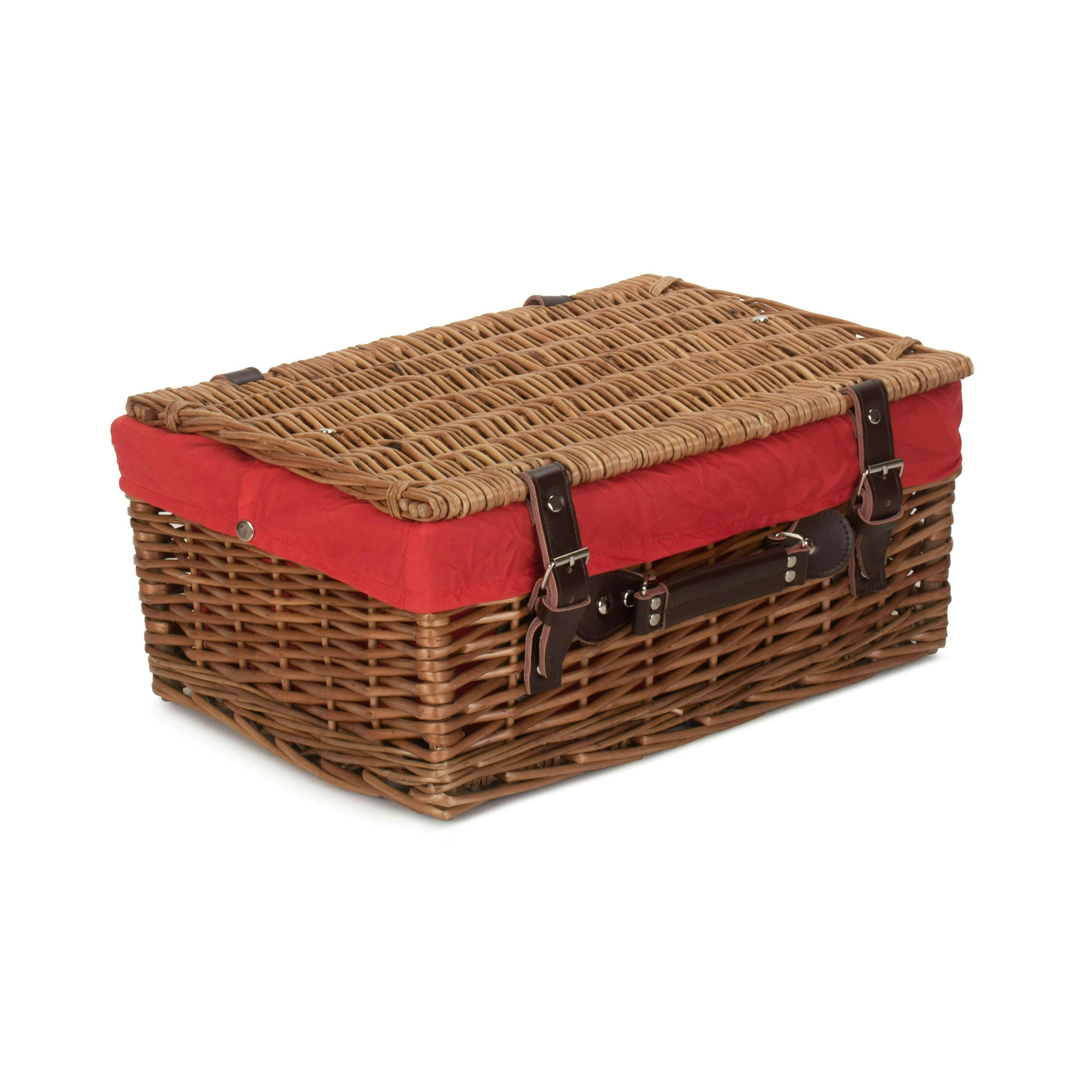 Red Hamper 40Cm Double Steamed Wicker Picnic Basket