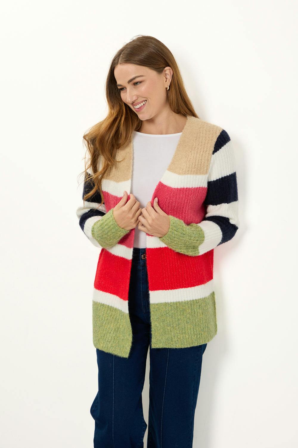 Mudflower Red Stripe Knit Cardigan - 12