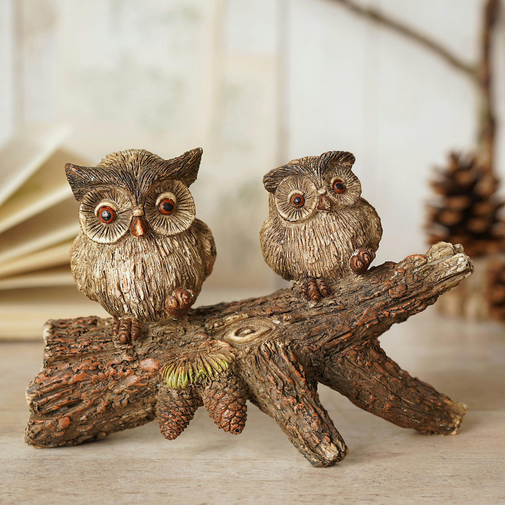 Country Living Brown/Cream 2 Owls On A Branch