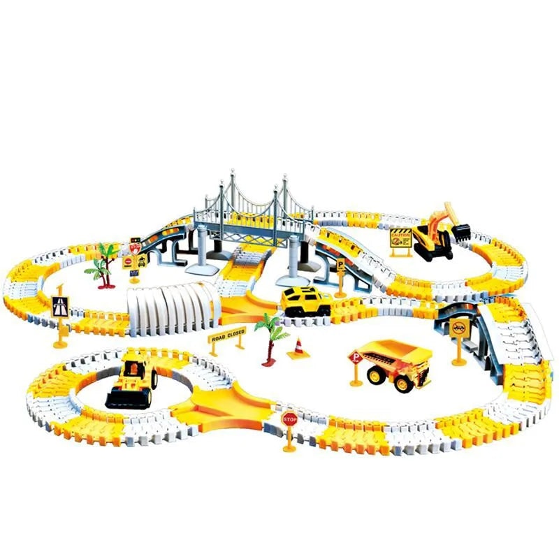 Smartbies Yellow Children Construction Race Track Car Toys - 222Pcs