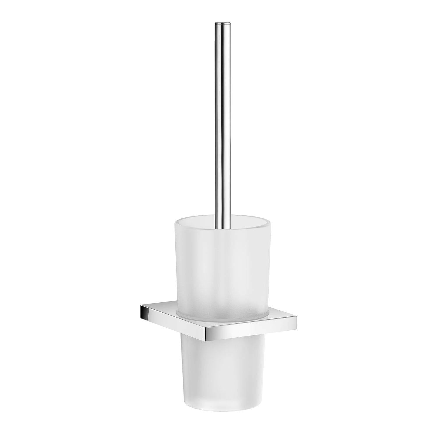 Smedbo Polished Chrome Toilet Brush And Frosted Glass Holder