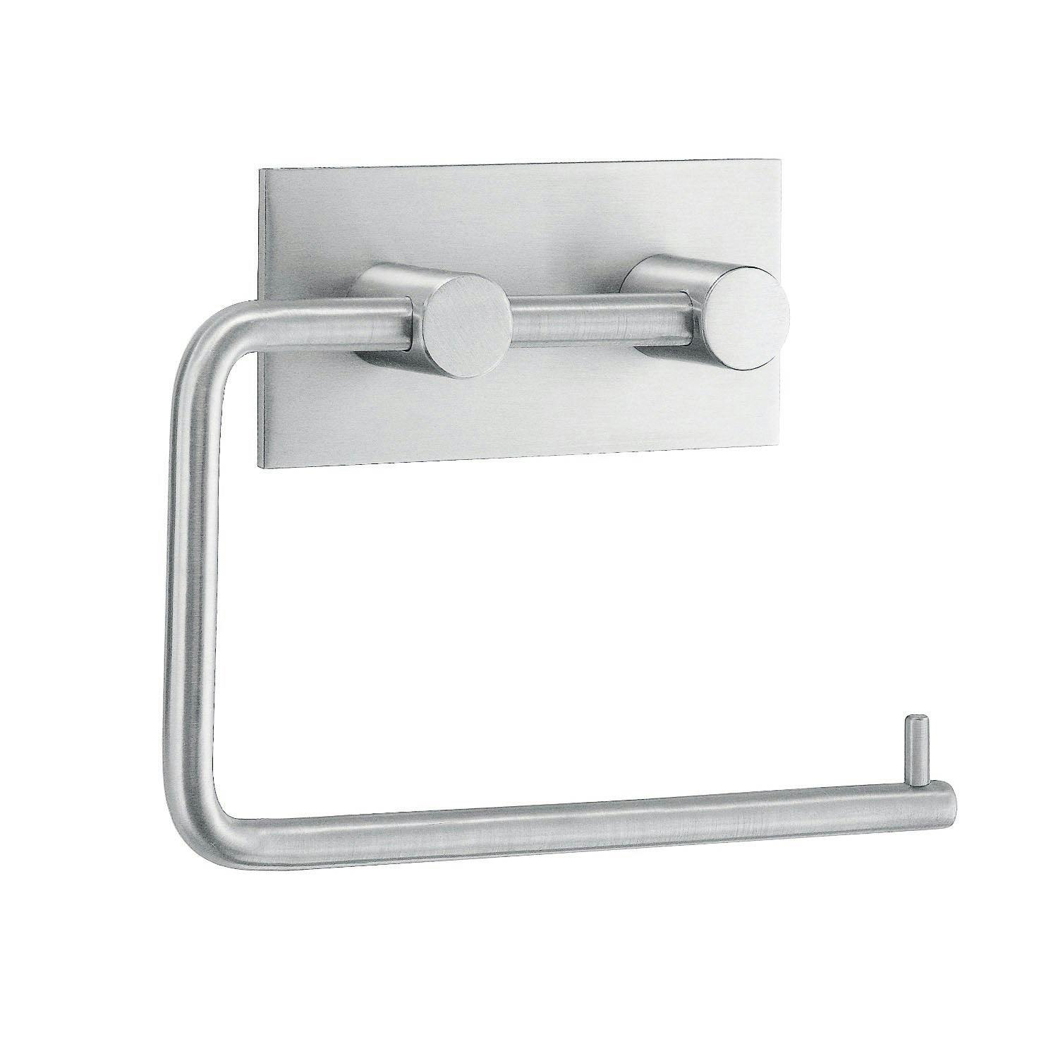 Rackhams Brushed Stainless Steel Toilet Roll Holder Self Adhesive Bathroom Wall Mounted