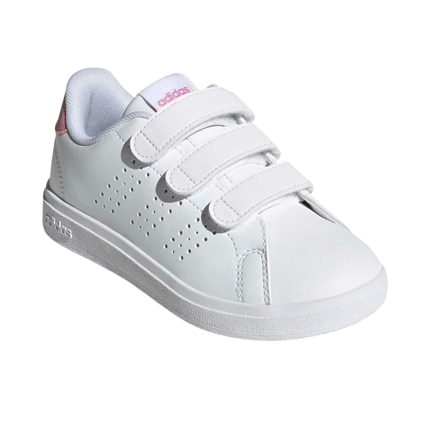Adidas White/Pink Kids Advantage Trainers - 13 Uk Child - 100% Mixed