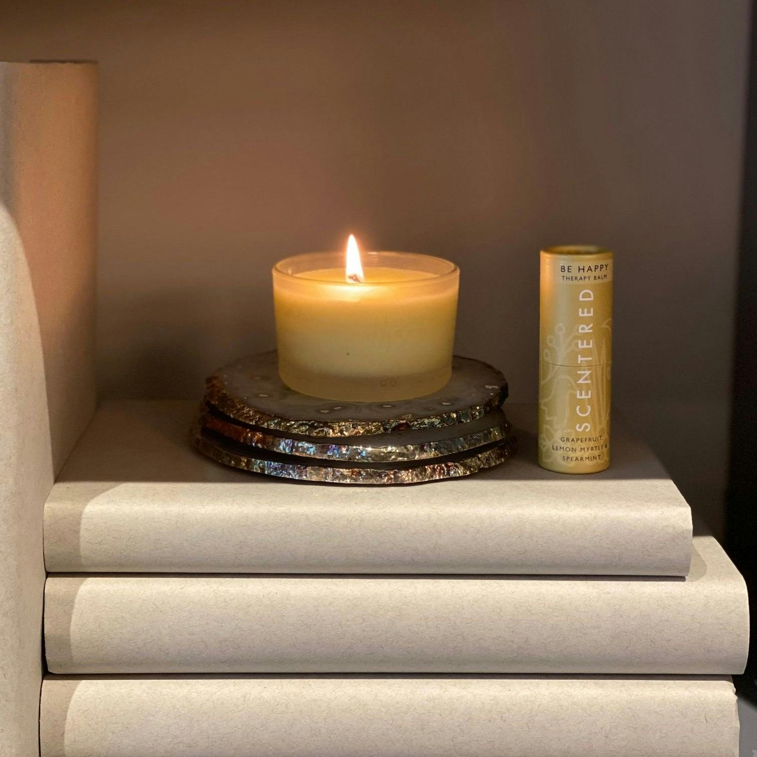 Scentered Happy Balm And Candle Set