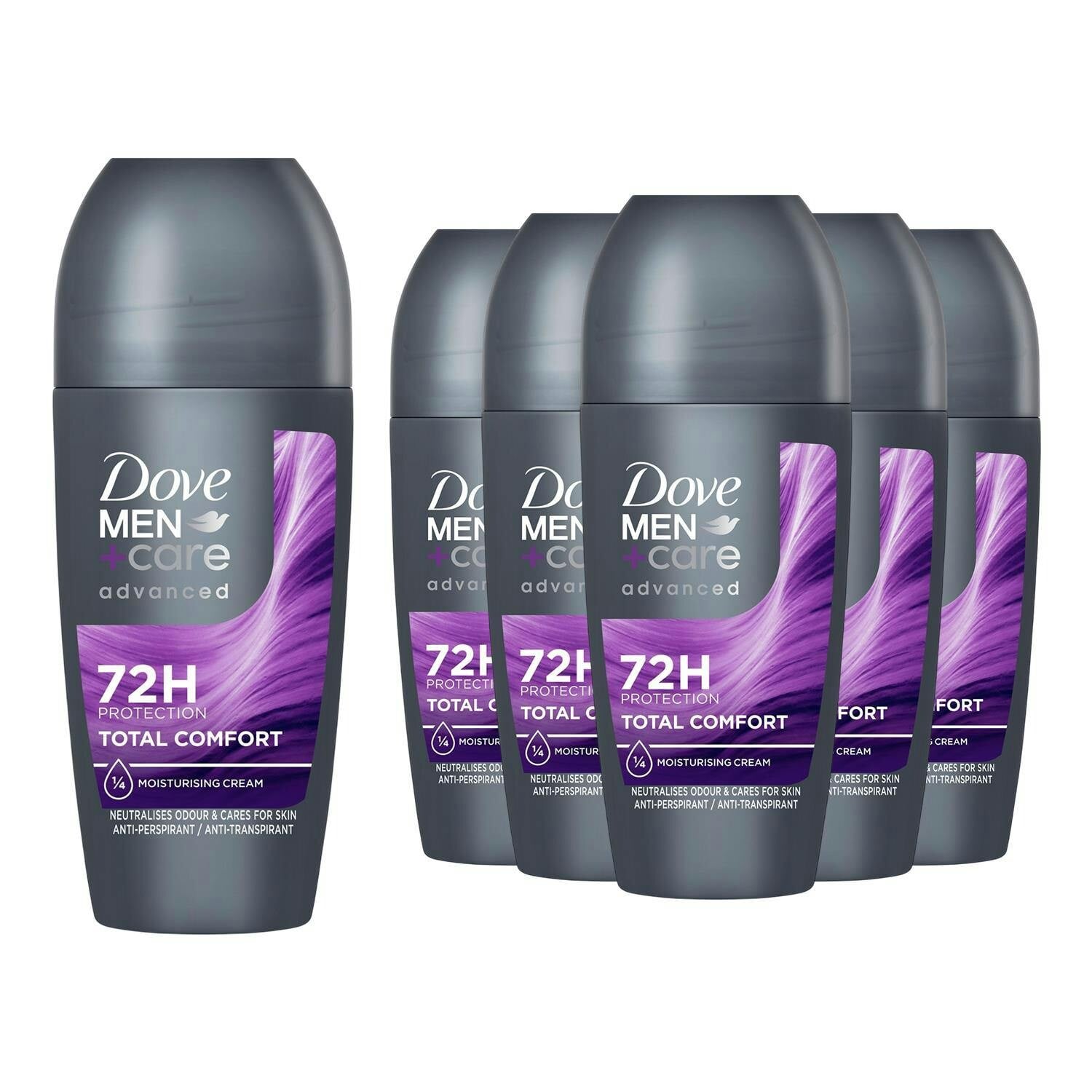 Dove Men+Care Antiperspirant Roll On Total Comfort, 72H Protection 50Ml 6 Pack - Image 3